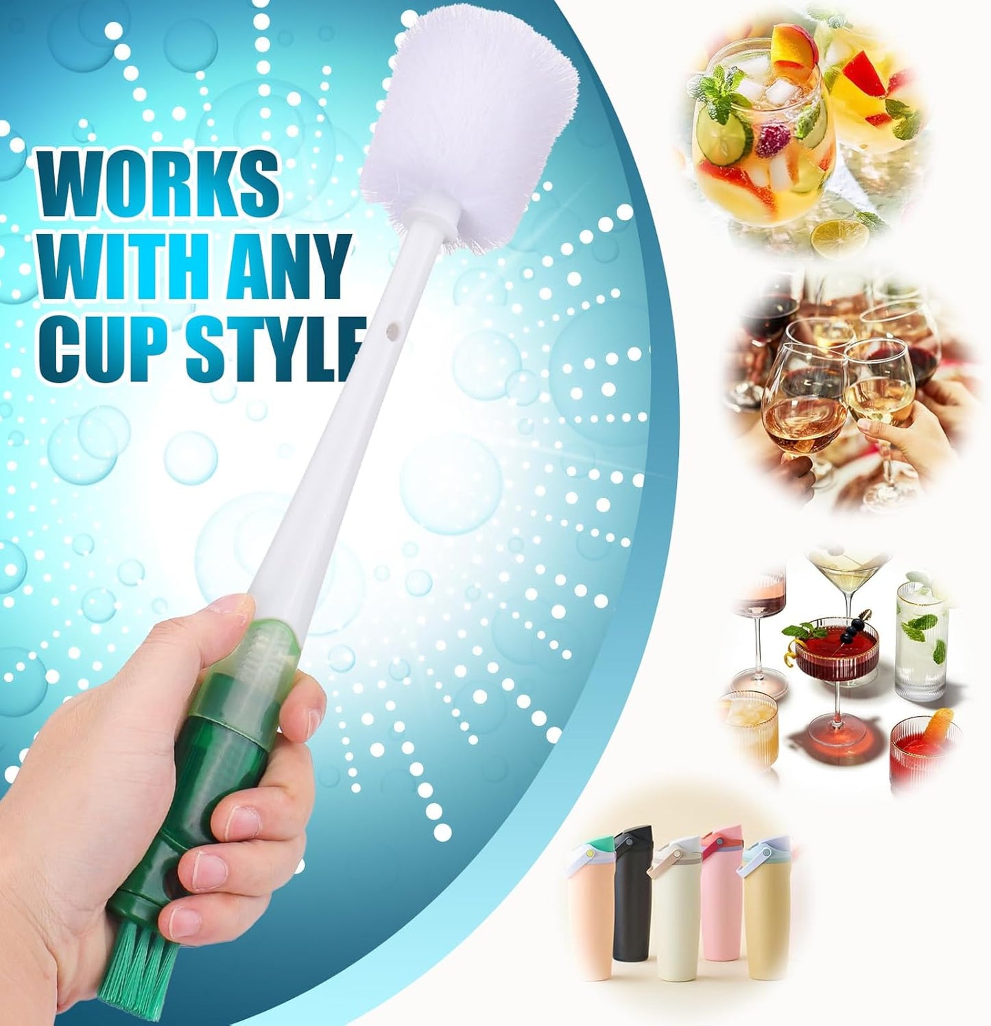 Owala 5-in-1 Straw Cleaner Brush Kit - Multifunctional Water Bottle Cleaner for 24oz/32oz/40oz Tumbler Cups | Blue