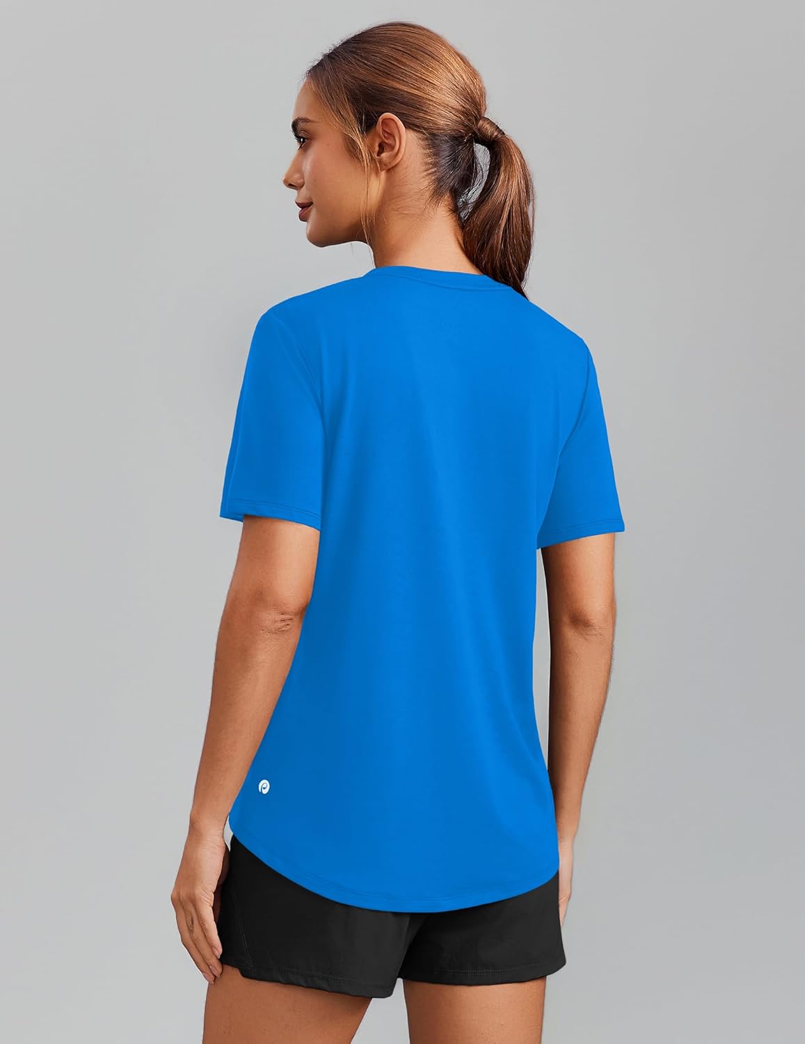 PINSPARK Soft Workout Tops for Women - Short Sleeve V-Neck | Moisture-Wicking, UPF 50+ Sun Protection, Quick Dry