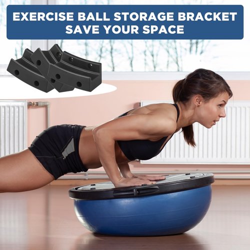 Beeveer Exercise Ball Wall Mount Storage Bracket Yoga Ball Holder Balance Trainer Storage Holder for Home Gym Studios(Black,Pps,Plastic Style)