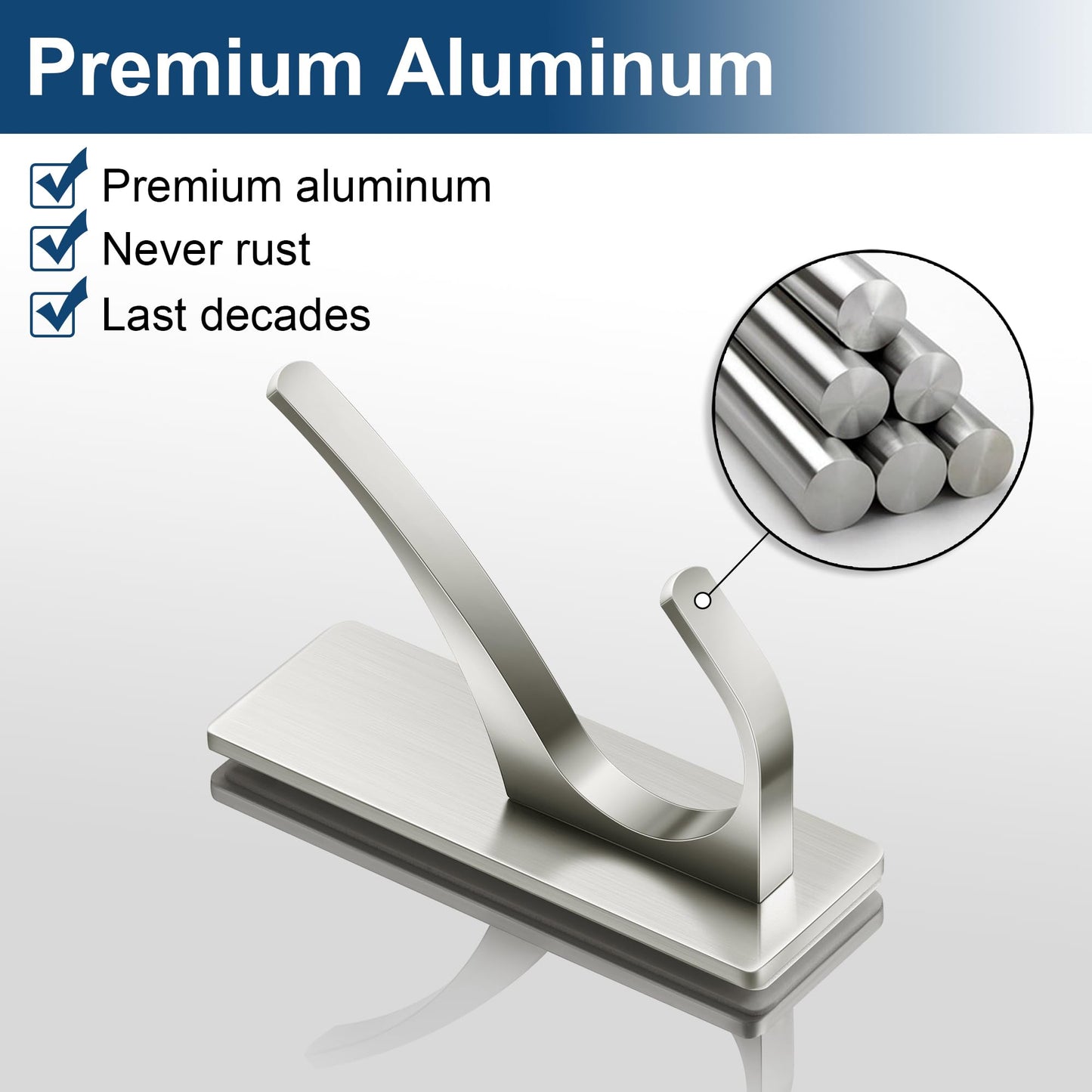 Josmimic Self Adhesive Towel Hooks: Extra Strong 13LB, Stainless Hook for Hanging Loofah, Towels, Coat, Bath Robe Bathroom Shower, Brushed Nickel, 4 Pack