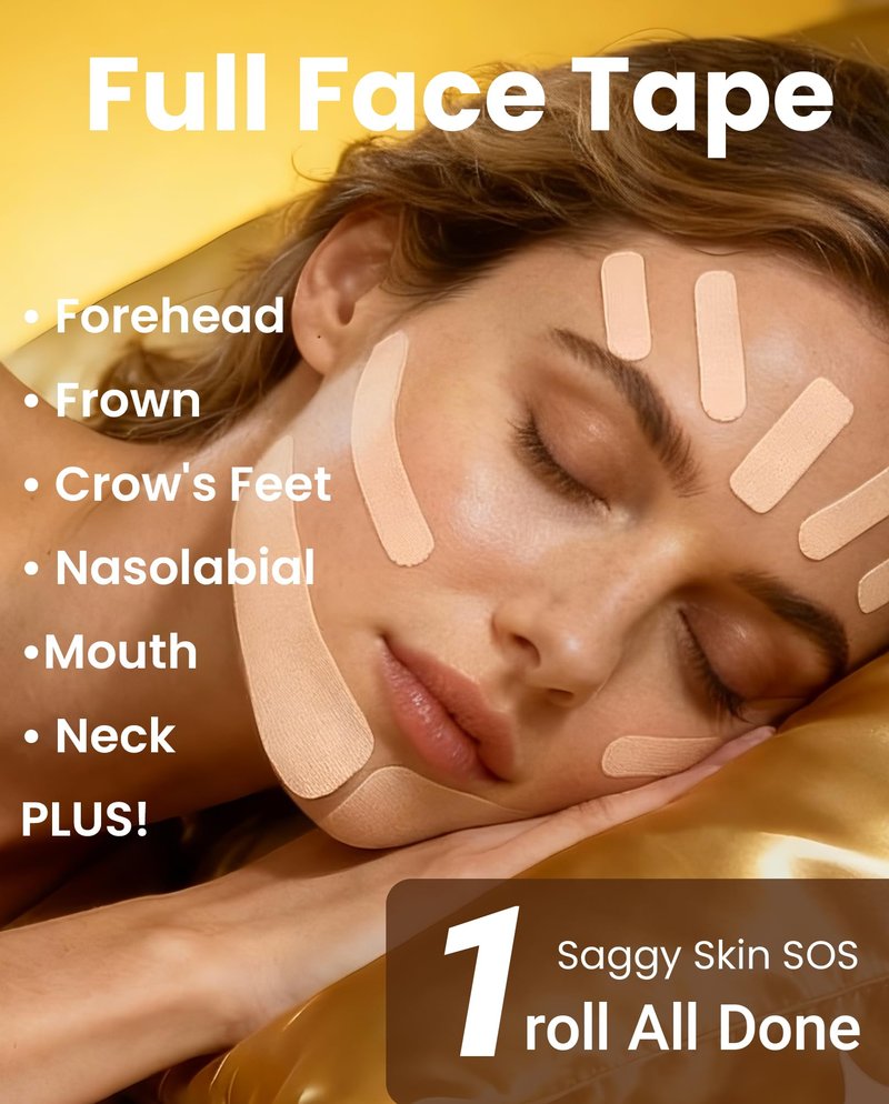 Collagen Face Tape - Akissos Gen II 3 in 1 Full Facial Wrinkle Patches, Facial Tape for Wrinkles Overnight, Smile Lines, Forehead, Frown 11, Eye & Neck, Versatile Face Lift Tape 5cm*500cm