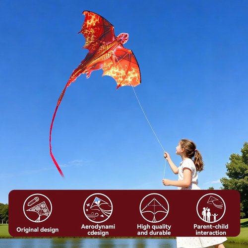 Large Dragon Kite by [Brand Name] - Easy to Fly | 300ft String | Perfect for Outdoor Fun