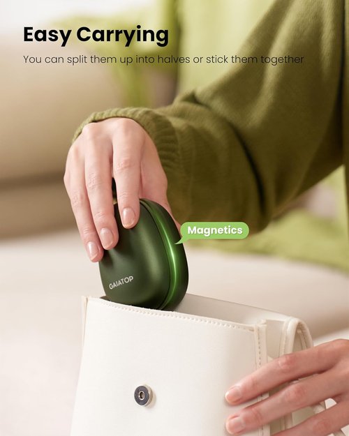 Gaiatop Rechargeable Hand Warmers - Fast Heating 3 Settings | Portable Avocado Shape, 2 Pack