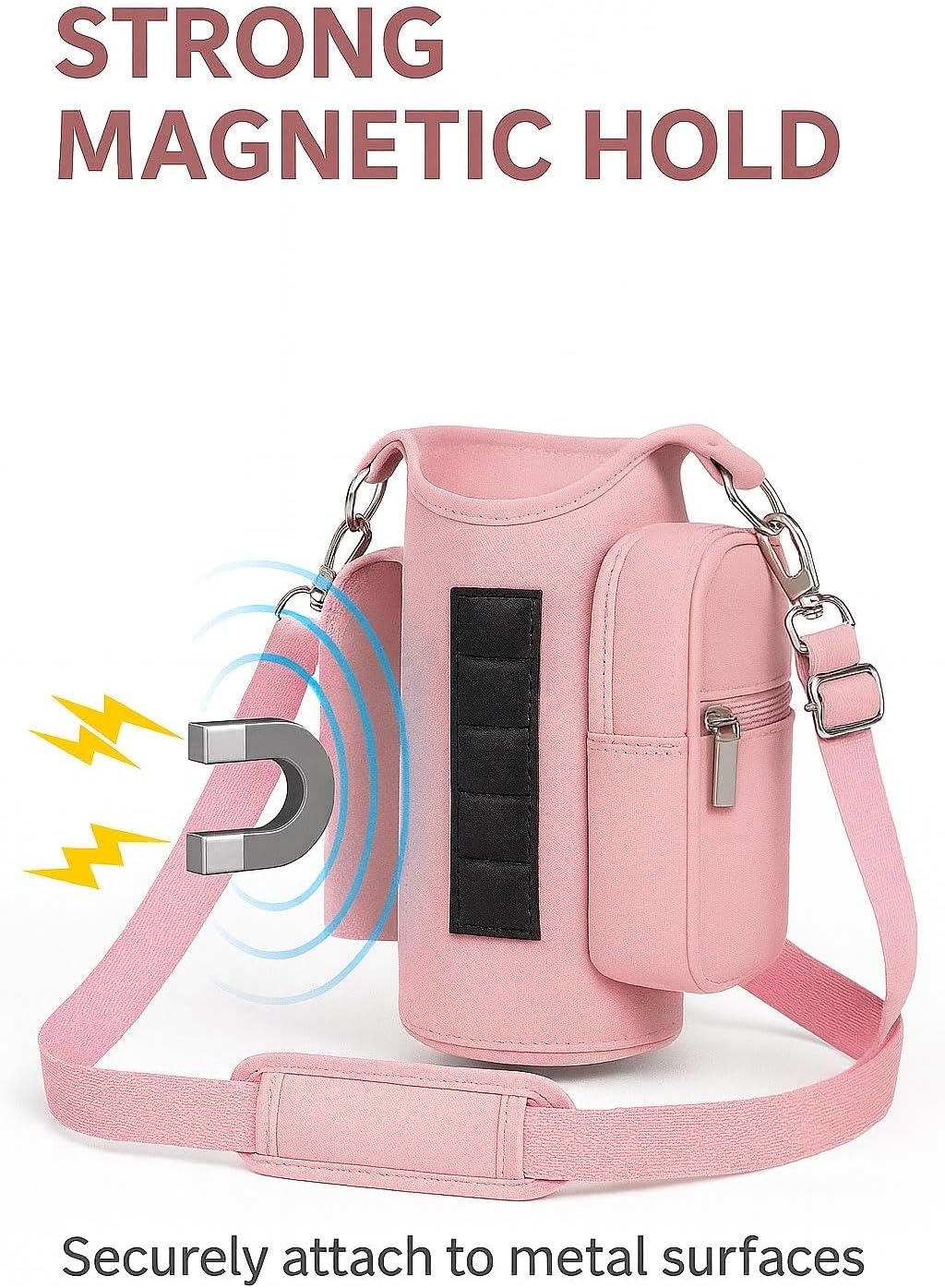 Skiennix Magnetic Gym Bag Water Bottle Carrier - Phone Pockets & Shoulder Strap Organizer