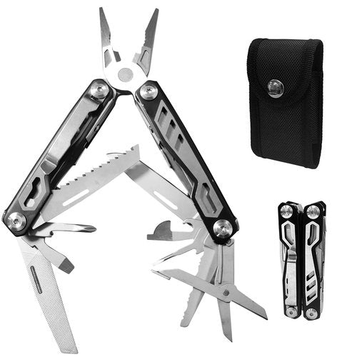 Gifts for Men, KUPERIA Multitool Needle Nose Pliers, 16-in-1 Stainless Steel Multi Tool Pocket Knife, Cool Gadgets, Survival Knife with EDC Pouch Used as Bottle Opener, Screwdriver, saw etc