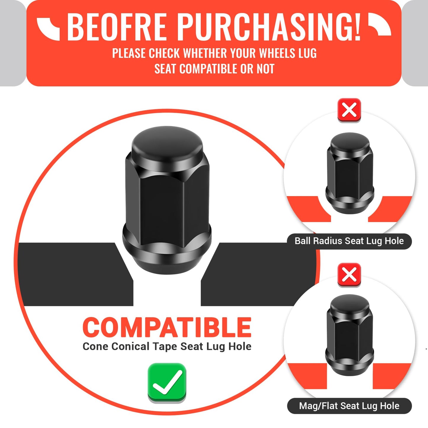 DRIVE UP Golf Cart Chrome Wheel Lug Nut Kit for Club Car DS Precedent and EZGO TXT RXV Models, 16 Black Packs (1/2-20 Size) OEM 1010984 14723-G1