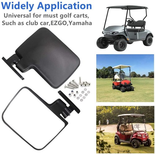 Golf Cart Rear View Mirror，HKOO Golf Cart Mirrors Contains Folding Side Mirrors and Non-destructive installation Rear View Mirror Universal for Club Car DS Precedent/EZGO TXT RXV/Yamaha
