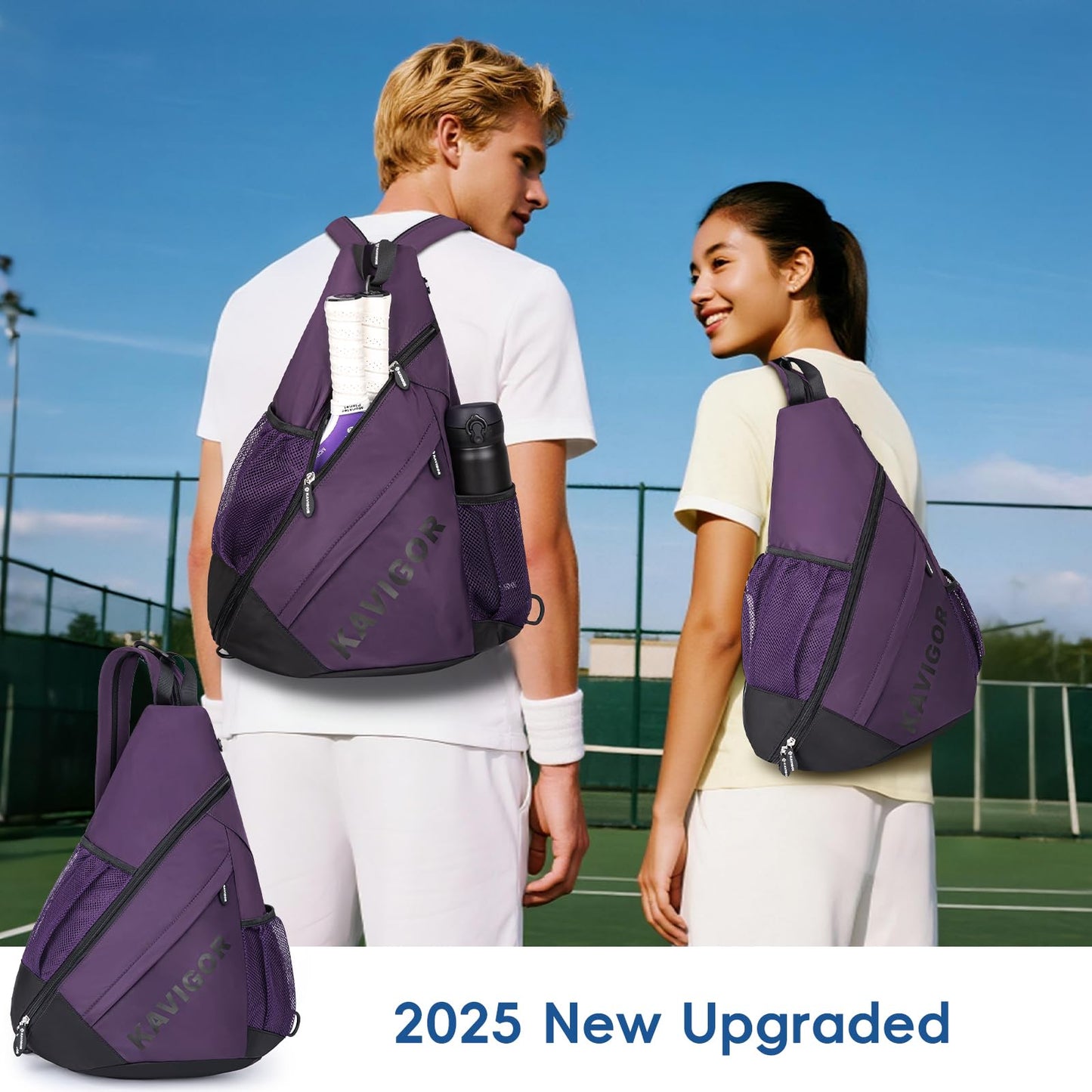 KAVIGOR Pickleball Sling Bag, Convertible Ultra-Light Backpack with Skin-Soft Fabric & Wet/Dry Pocket, Fits 4 Paddles + Gear