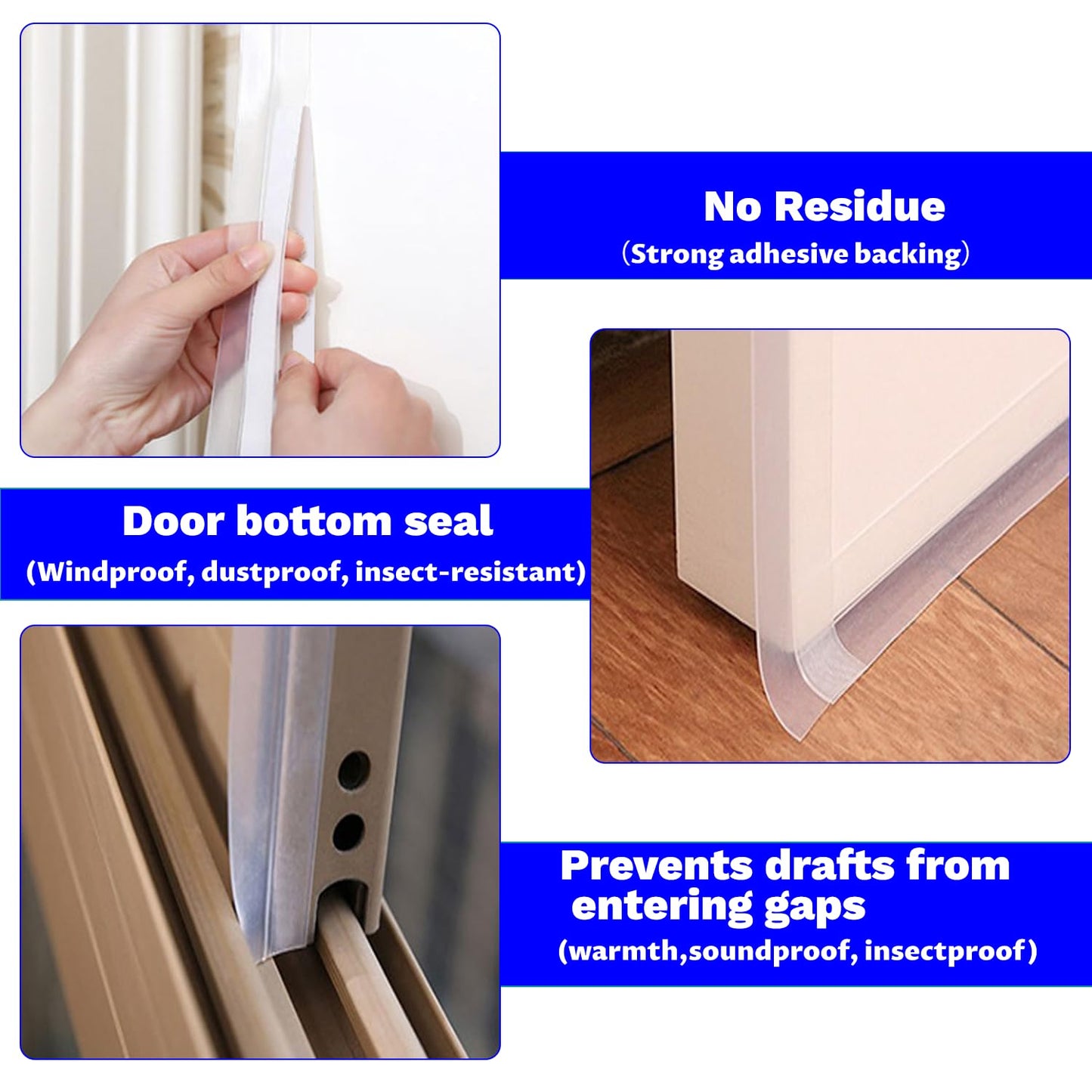 Silicone Weather Stripping Seal Door Tape 16.5 Feet Strip Bottom Draft Insulation Stopper Weatherproof Soundproof for Door Frame or Window Bathroom Shower Glass Gaps