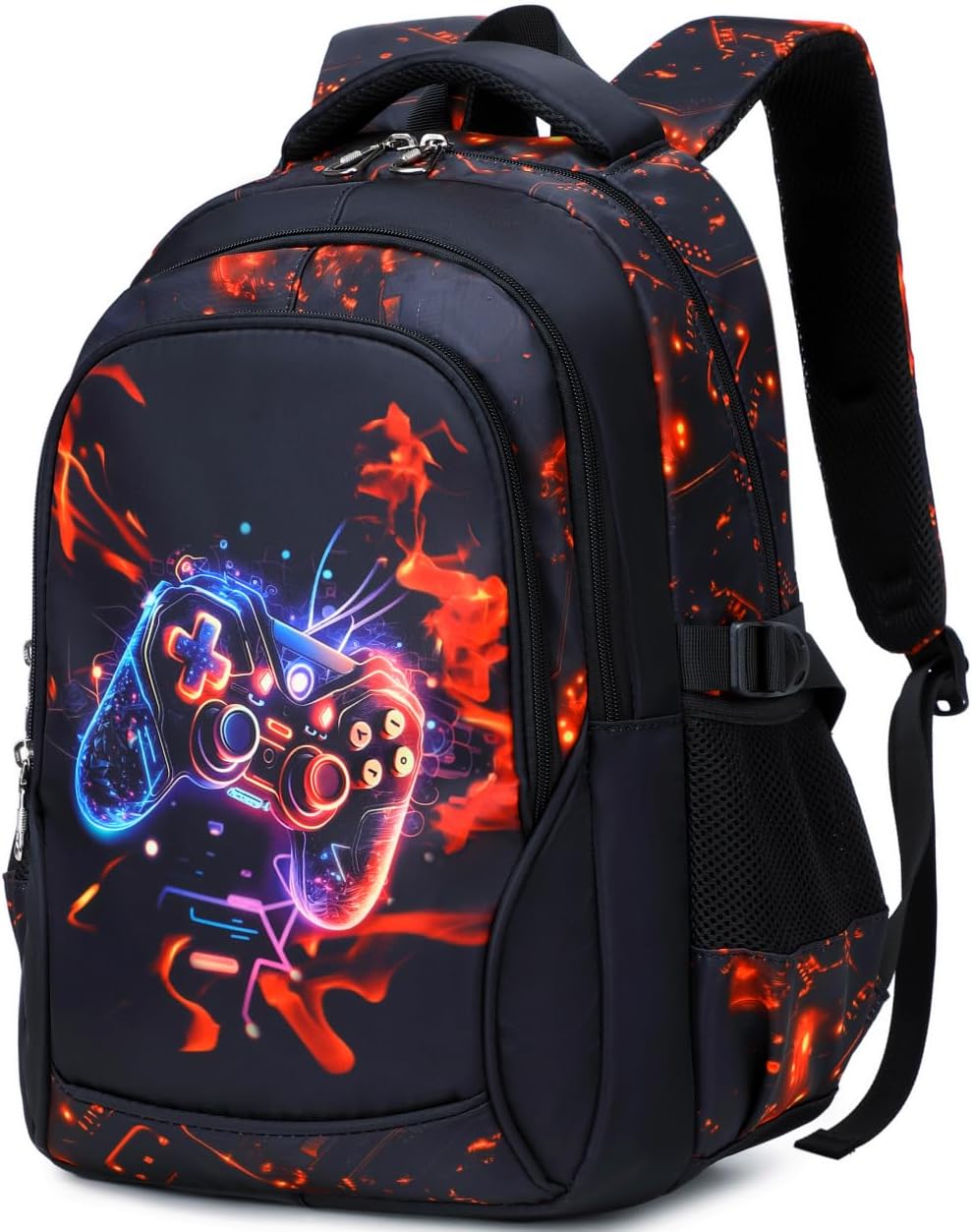 Skiennix Boys Backpack - Waterproof School Bookbag for Elementary & Middle Kids - 18 Inch, Red Game