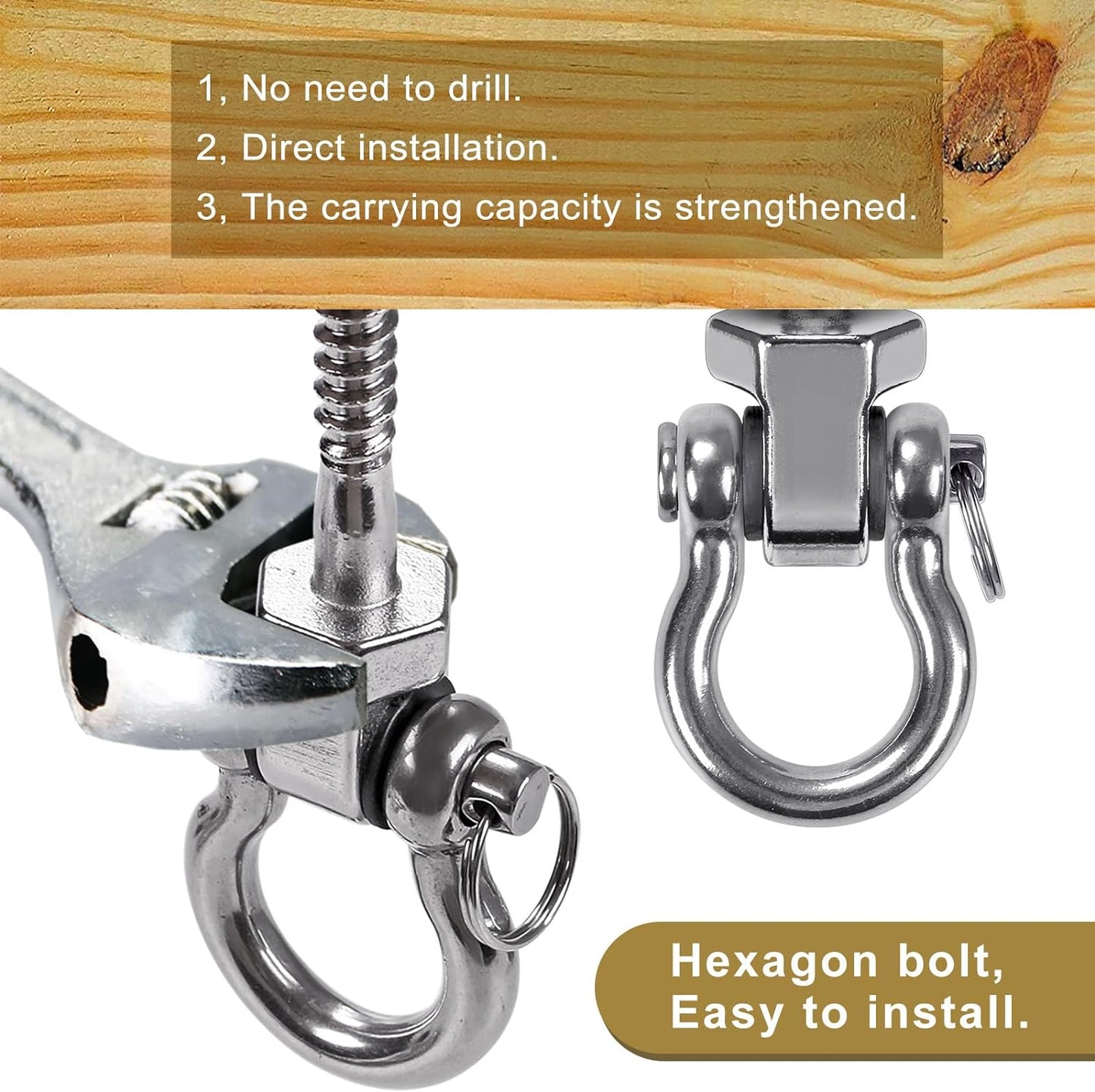 BeneLabel Heavy Duty Swing Hangers - 2-Pack Stainless Steel 304 Brackets for Indoor/Outdoor Use | 1500LB Capacity