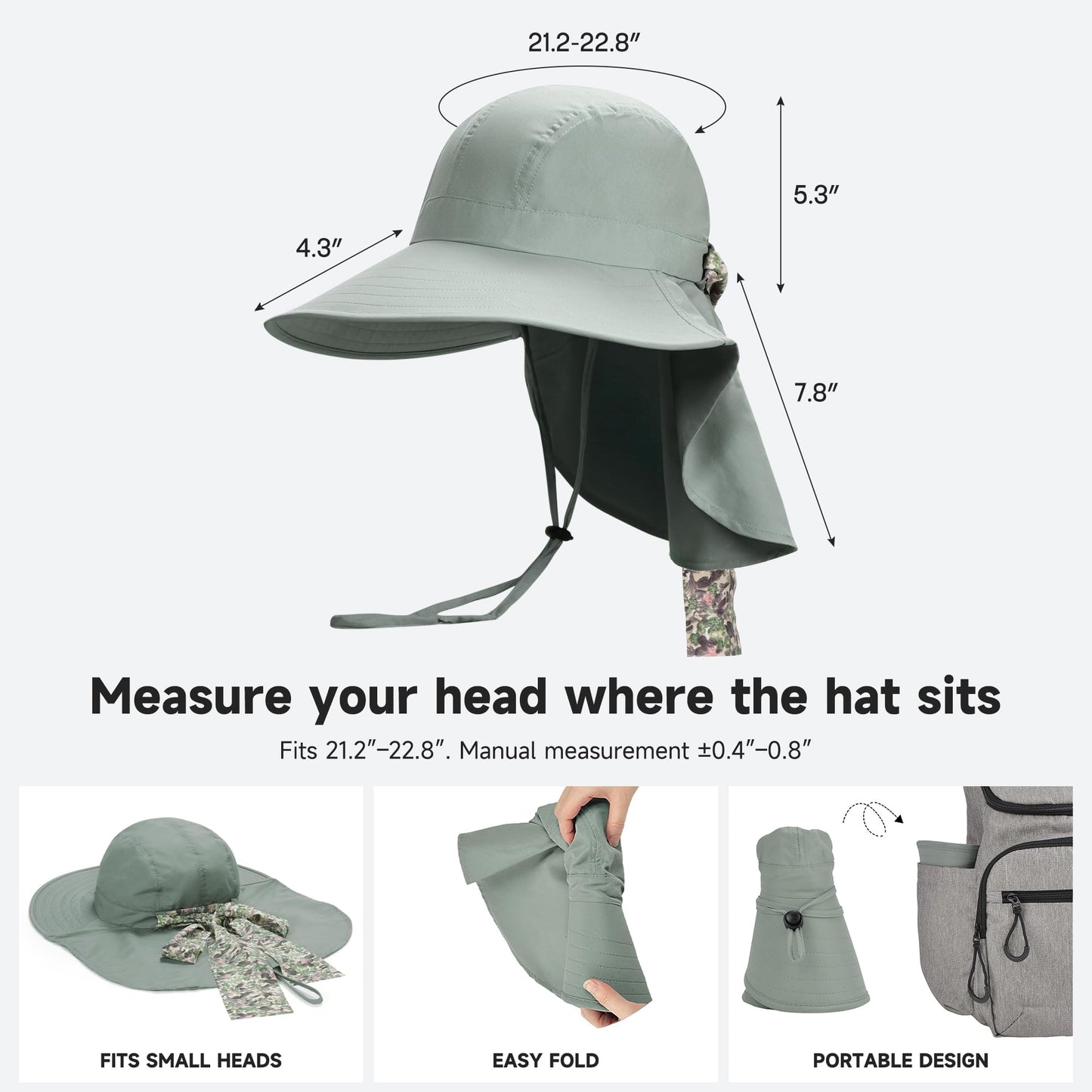 Solaris UPF 50+ Wide Brim Sun Hat for Women - Small Size Packable Lightweight, Floral Scarf Cooling Hat with Neck Flap