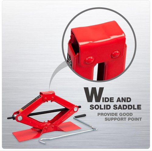 BIG RED T10152 Steel Scissor Lift Jack - 1.5 Ton (3,000 lb) Capacity Car Kit in Red