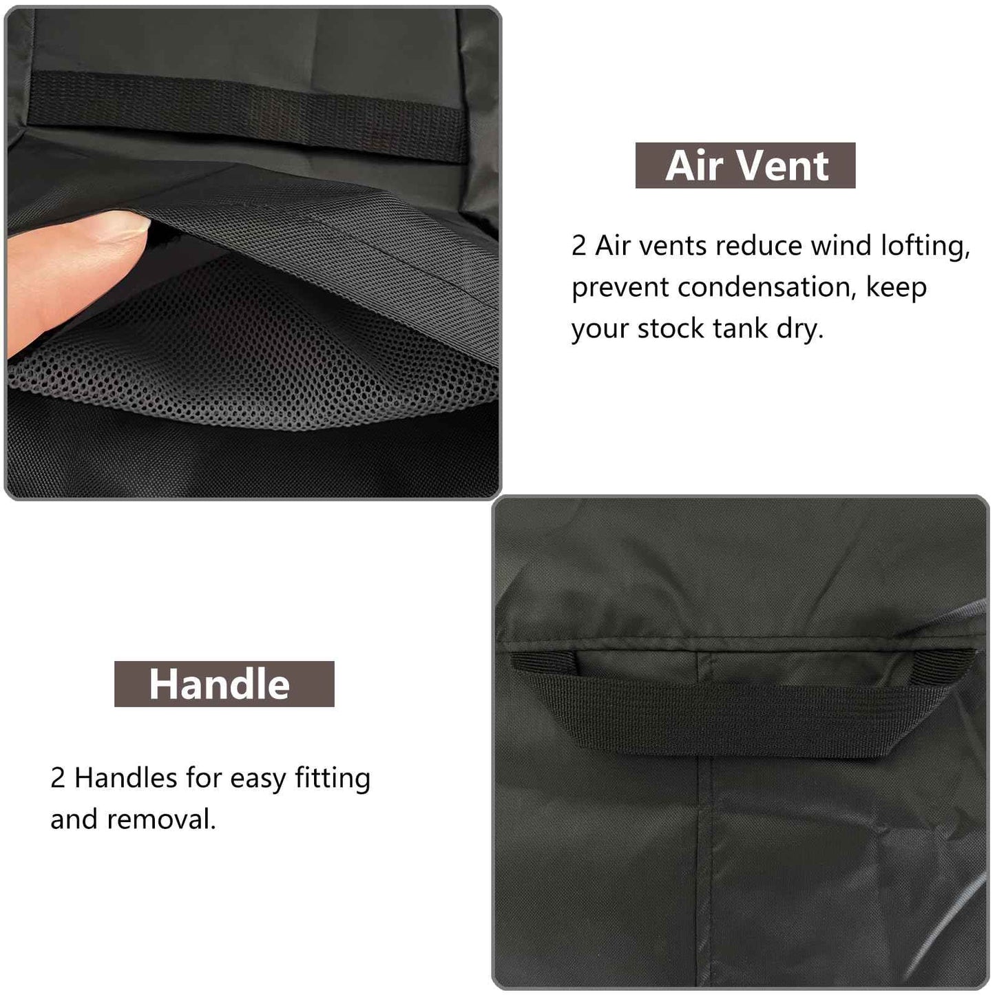 COSFUN 100 Gallon Oval Stock Tank Cover,Waterproof Dust Proof Anti-UV Ice Bath Cover,Keep Water Trough Clean,Black