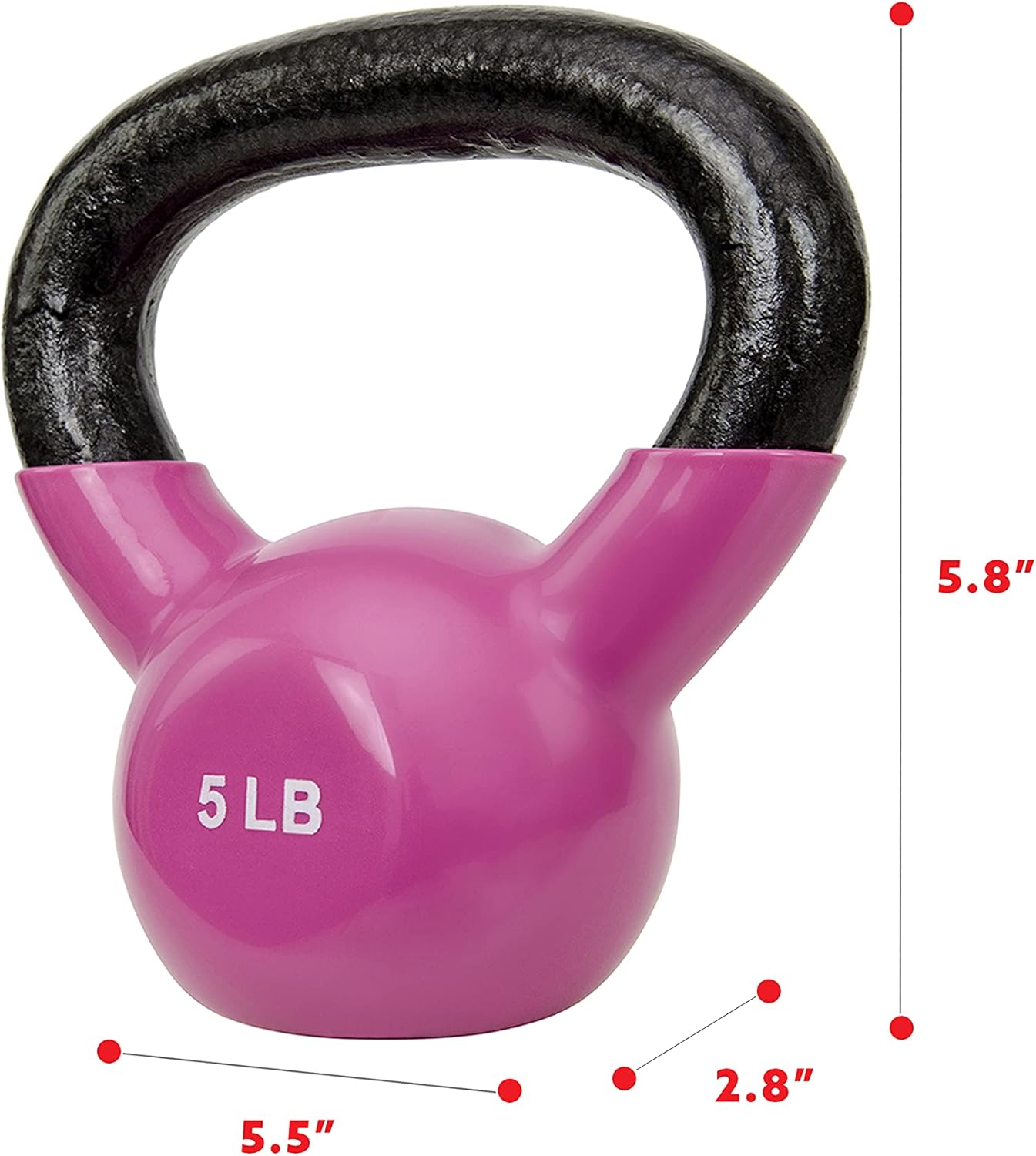 Sunny Health & Fitness Kettlebell - Vinyl Coated for Strength Training & Swinging | 5-25 Pounds Available