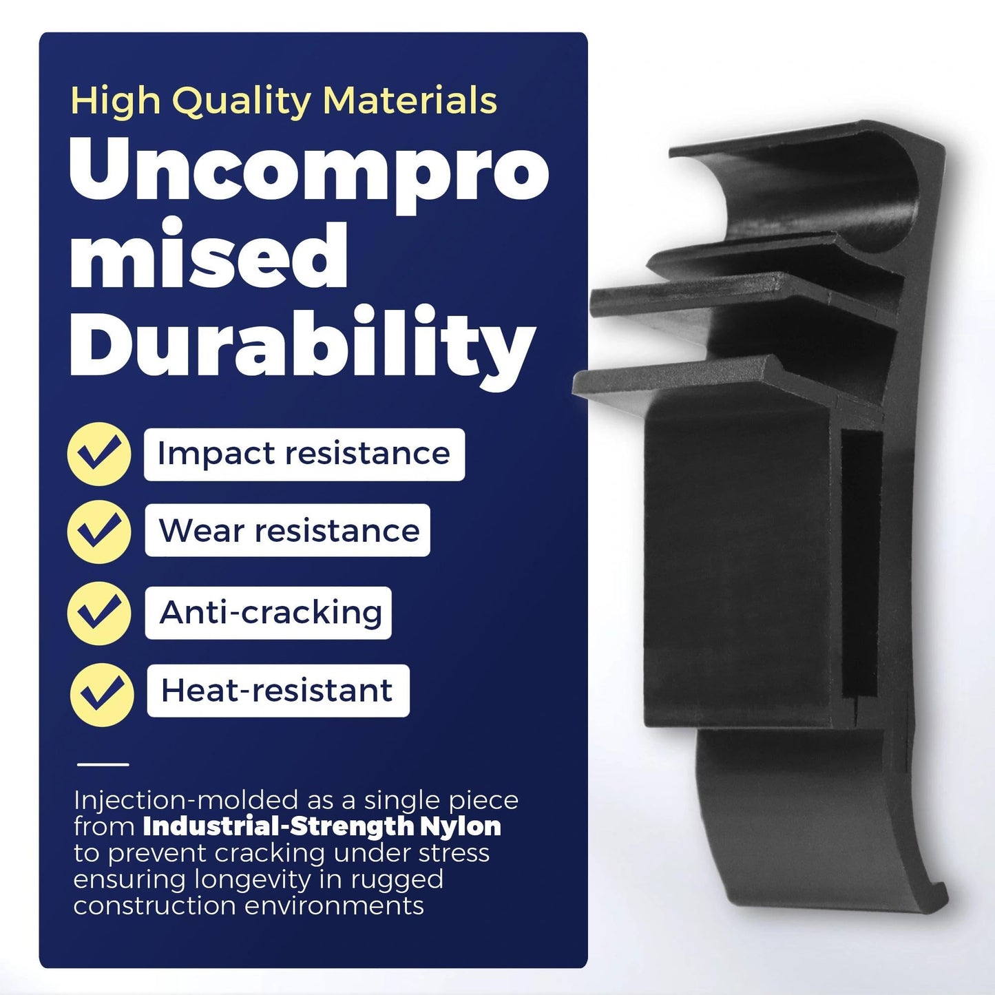 OKQX Hard Hat Pencil Holder Clip | 3-in-1 Attachment for Carpenter Pencils, Markers & Headlamp Bands | Black Reinforced Nylon Accessory Fits Both Sides of Hard Hats for Woodworkers