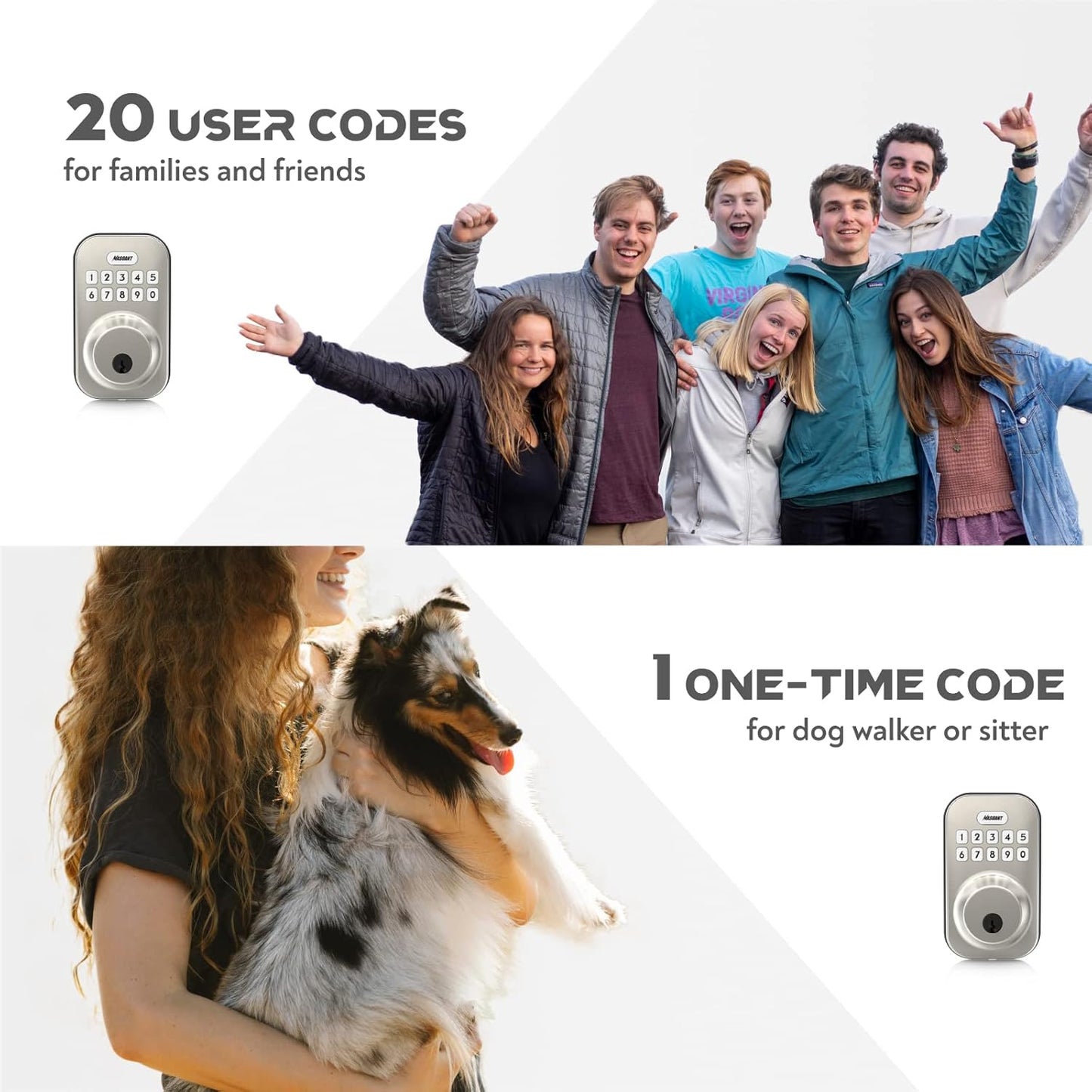 Brushed Nickel Keypad Deadbolt Lock - Electronic Keyless Front Door Auto Lock with Anti-Peeping Code