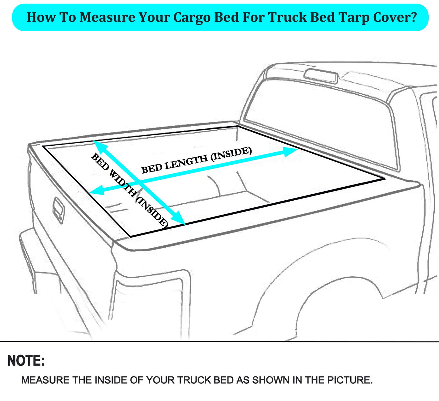 Softclub Upgraded Truck Bed Tarp Cover for Short Box（5.8’ Box） Fit for Ford F150 GMC Silverado/Sierra Ram, Waterproof Heavy Duty 600D Oxford Fabric, Pickup Truck Bed Covers with Bungee Webbings-Black
