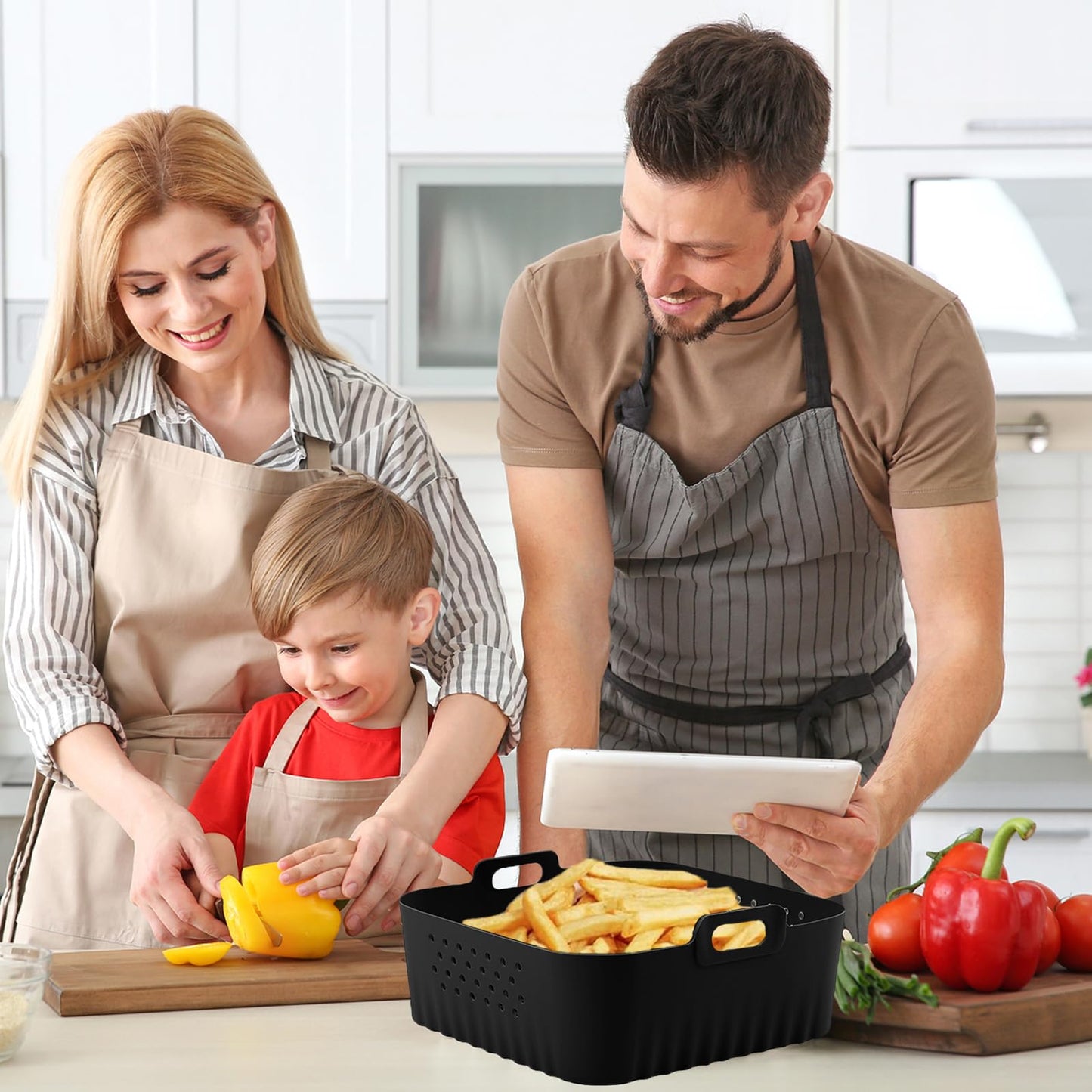 LYHOLKEER Air Fryer Liners Silicone for Chefman 6 QT,Instant Pot Vortex Plus 6QT XL,2PCS Square Air Fryer Silicone Basket Reusable for Ninja/Sweetcrispy/COSORI and Other 5-8QT,Airfryer Accessories