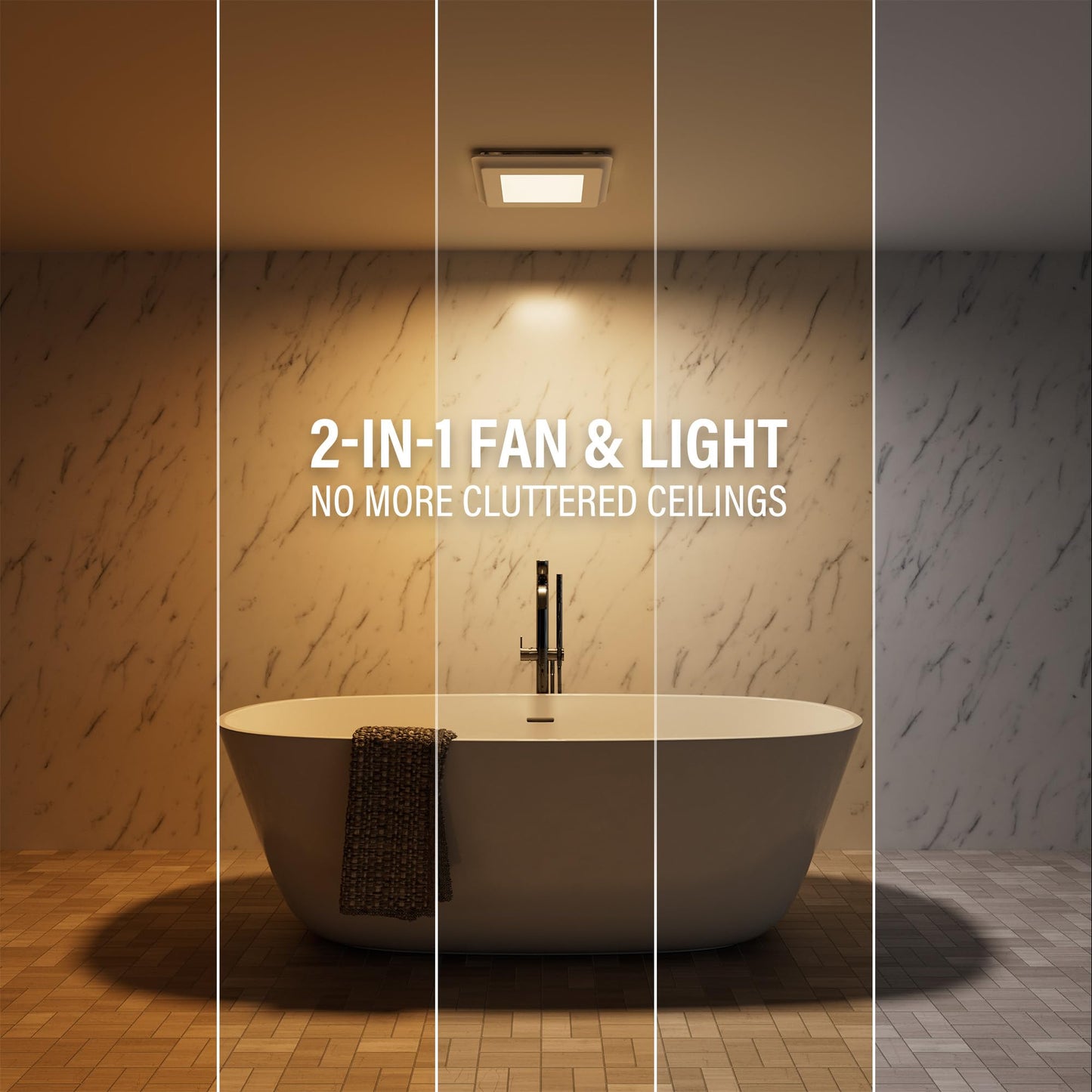 ZAGO Bathroom Exhaust Fan with LED Light: 100 CFM 1.2 Sones Quiet Powerful Ceiling Vent Fans Lamp combo for Quick Shower Steam Removal and Consistently Fresh Air Ventilation Ideal for Household Bath
