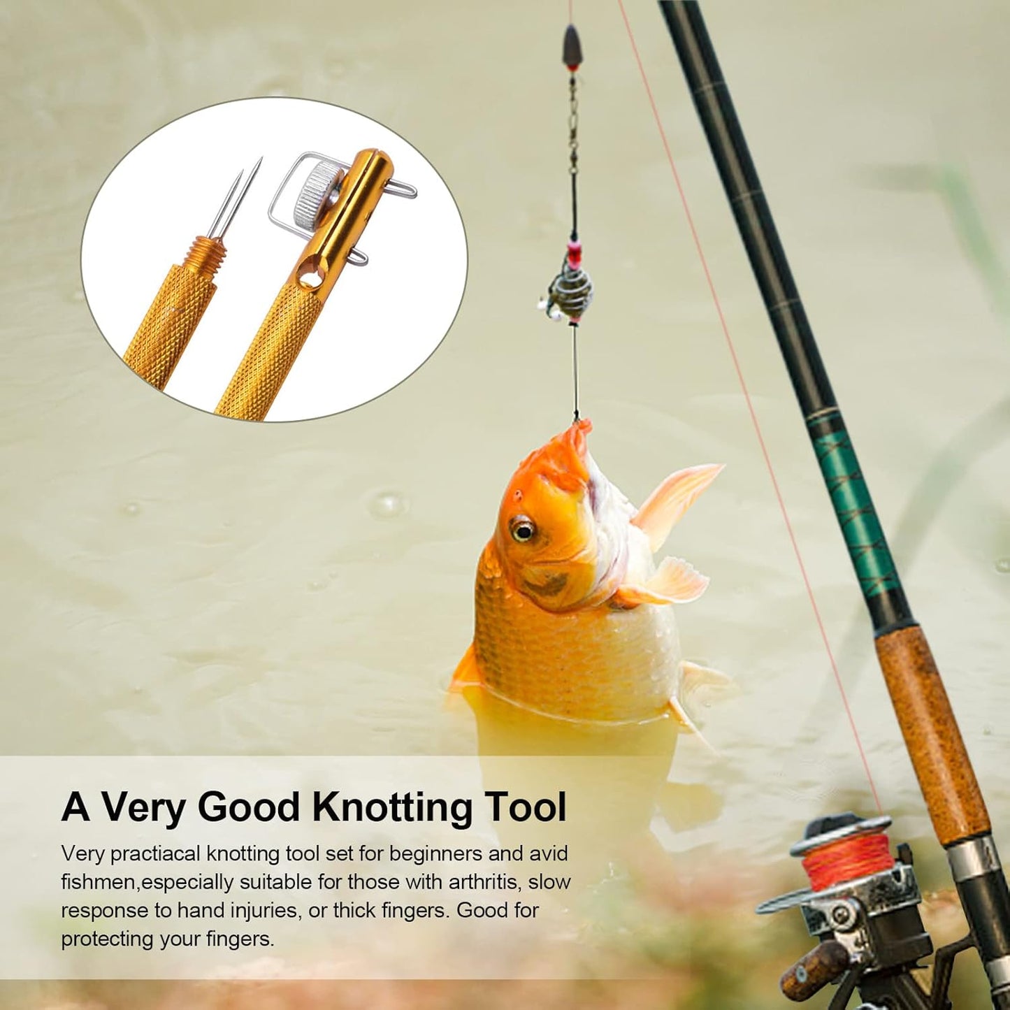 Realure Fishing Knot Tying Tool Kit - 6 Pcs Quick Tie Fast Metal Disgorgers for Fly & Sea Fishing