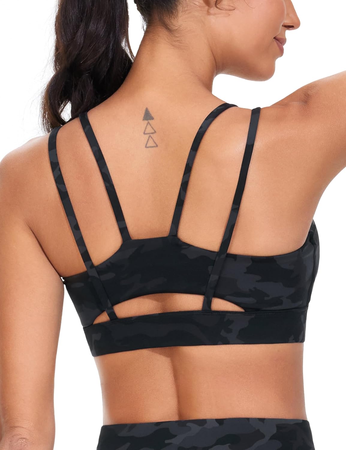 The Gym People Women's Sports Bra - Supportive Double Spaghetti Strap Design with Padded Cups