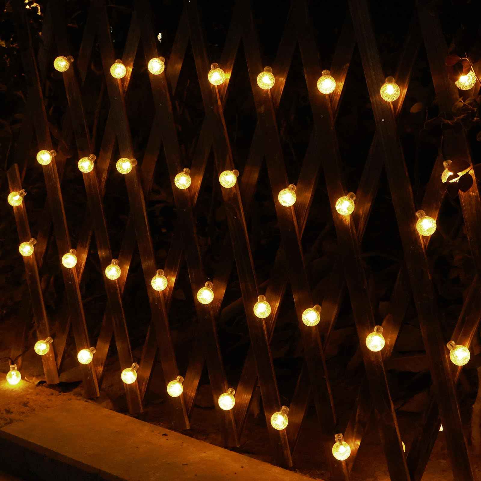 Selarlyt 2 Pack 120 LED Solar String Lights Outdoor Waterproof, 72 FT Crystal Globe Lights with 8 Lighting Modes, Solar Powered Light Outdoor for Garden Wedding Party Decor（Warm White）