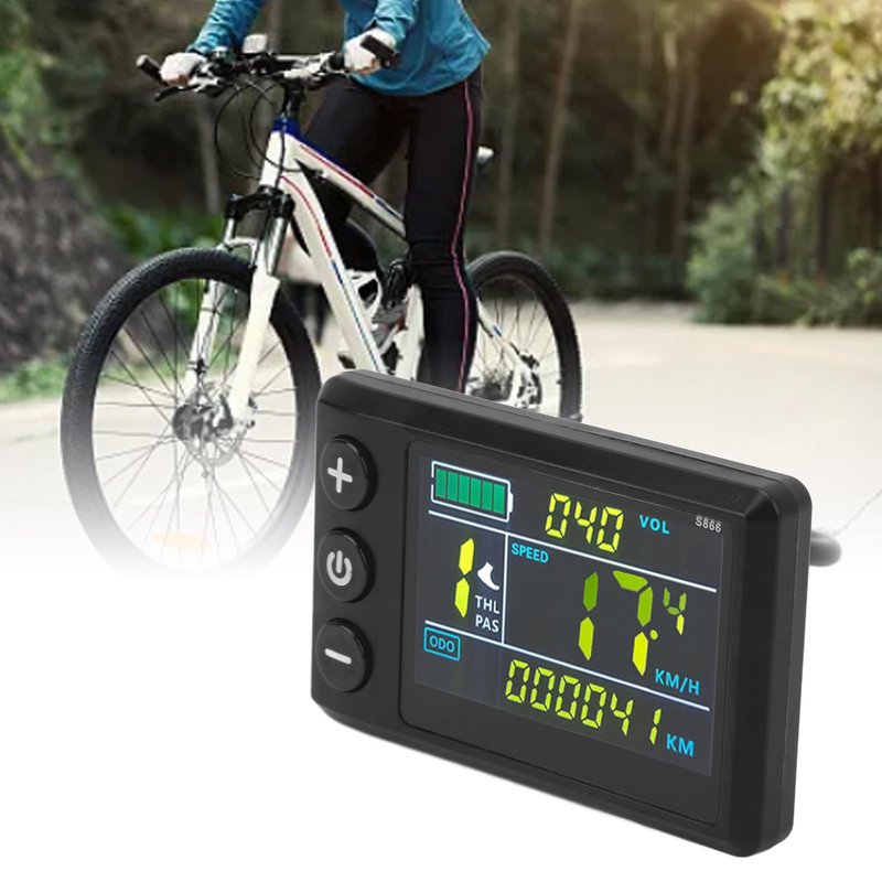 PerGar Electric Bicycle LCD Display Instrument, Abs Waterproof LCD s866 Electric Scooter Display, 5 pin Plug Electric Bicycle Color Display Control Panel for Electric Bicycle Scooter
