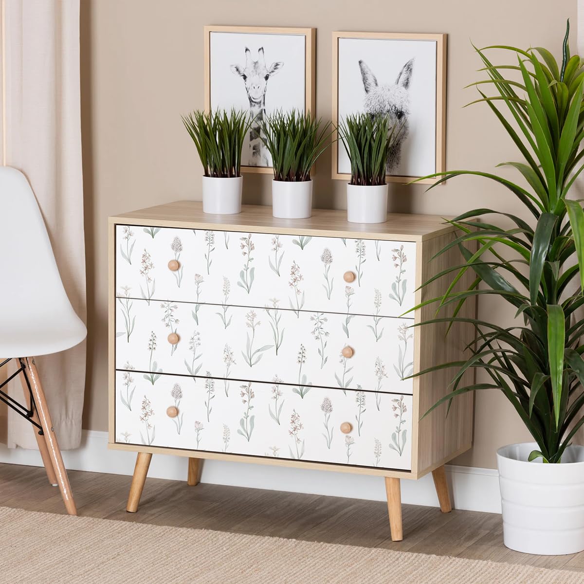 Wudnaye Beige Peel and Stick Wallpaper Floral Contact Paper 16.9in×118.1in Neutral Beige Contact Paper Cream Floral Wallpaper Self Adhesive Waterproof for Bathroom Bedroom Nursery Decor Walls Vinyl