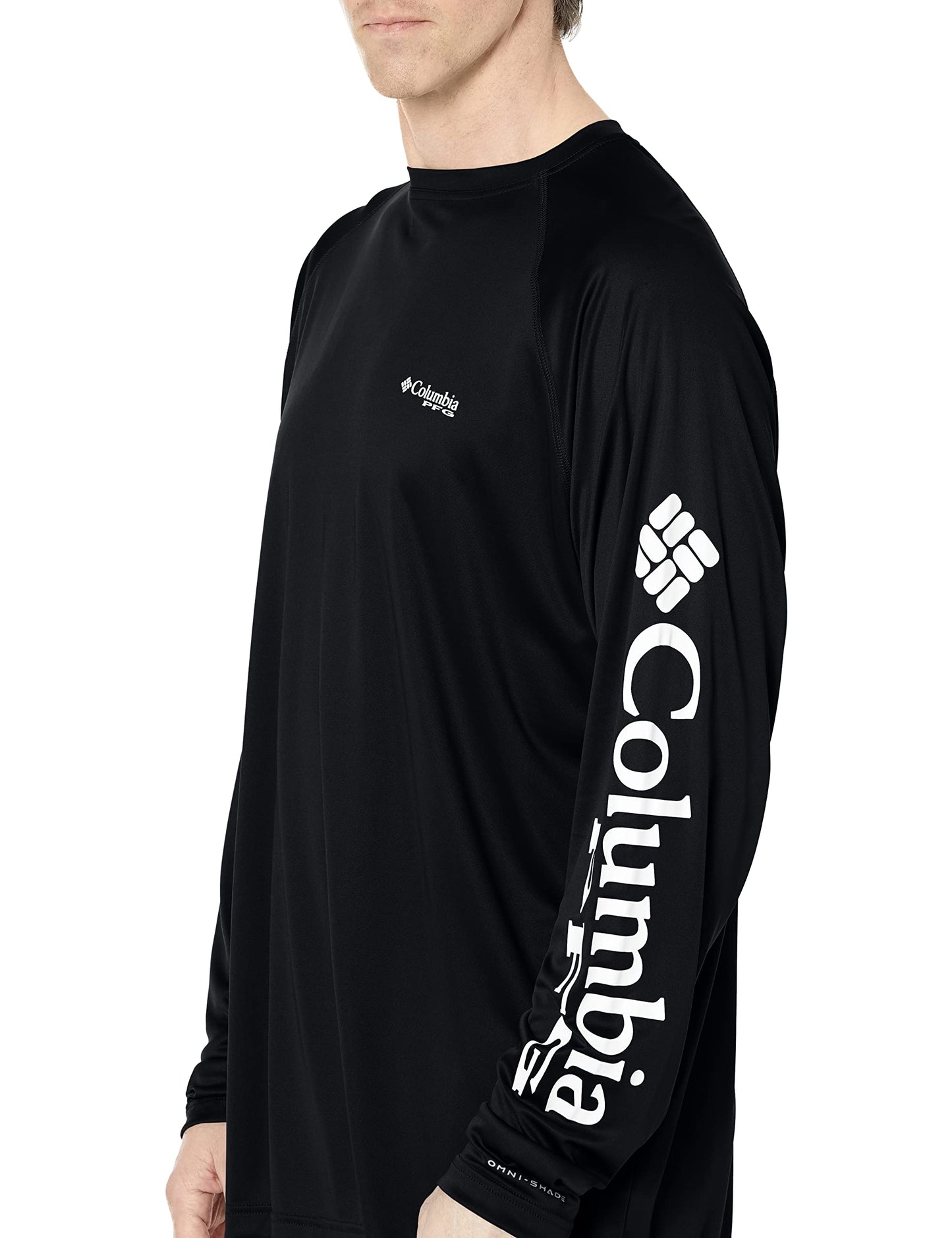 Columbia Men's PFG Terminal Tackle Long Sleeve Fishing Shirt, Black/Cool Grey Logo, 5X