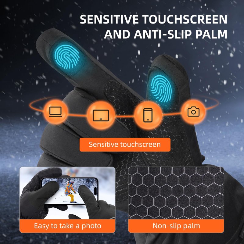 Heated Gloves for Men Women, 7.4V 3000mAh Heated Gloves Rechargeable with Touchscreen, Waterproof Electric Heated Ski Gloves for Winter Outdoor Work Hunting Motorcycling Hiking Skiing