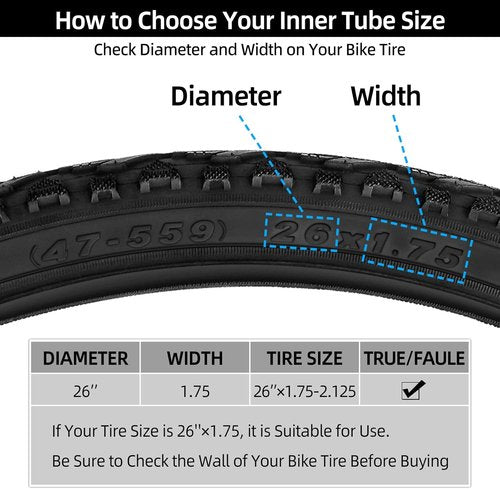 Hapleby Premium 26-Inch Bike Tubes - Compatible with 1.75/1.95/2.10/2.125 Tires | Includes 2 Levers