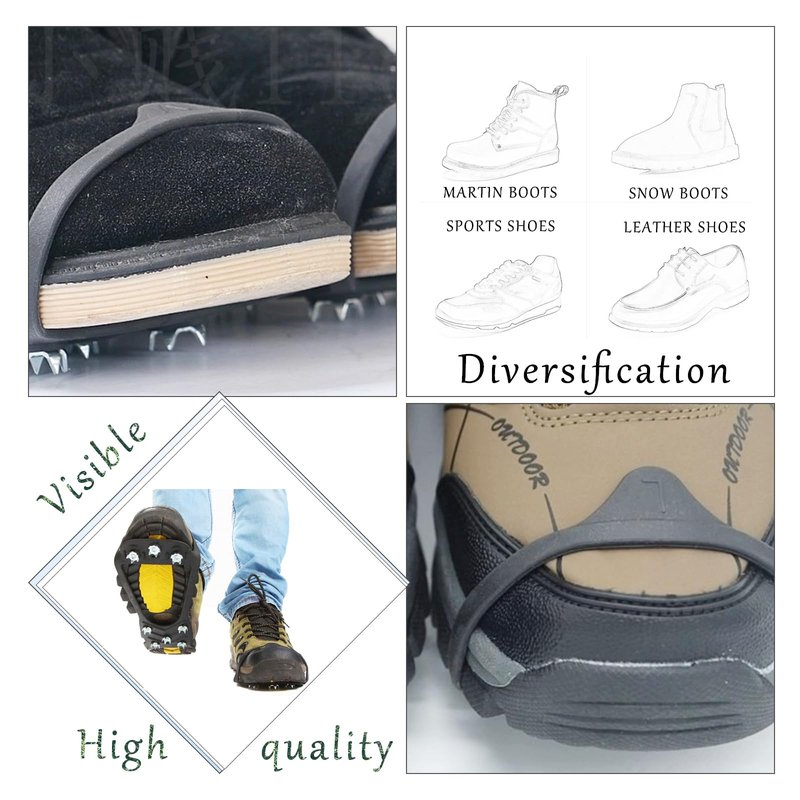 2 Pairs Non Slip Gripper Spikes for Shoes Ice Traction Cleats Walk Traction Cleat for Boots Shoe Spikes for Snow and Ice with Durable 8 Steel Studs Crampons[M]