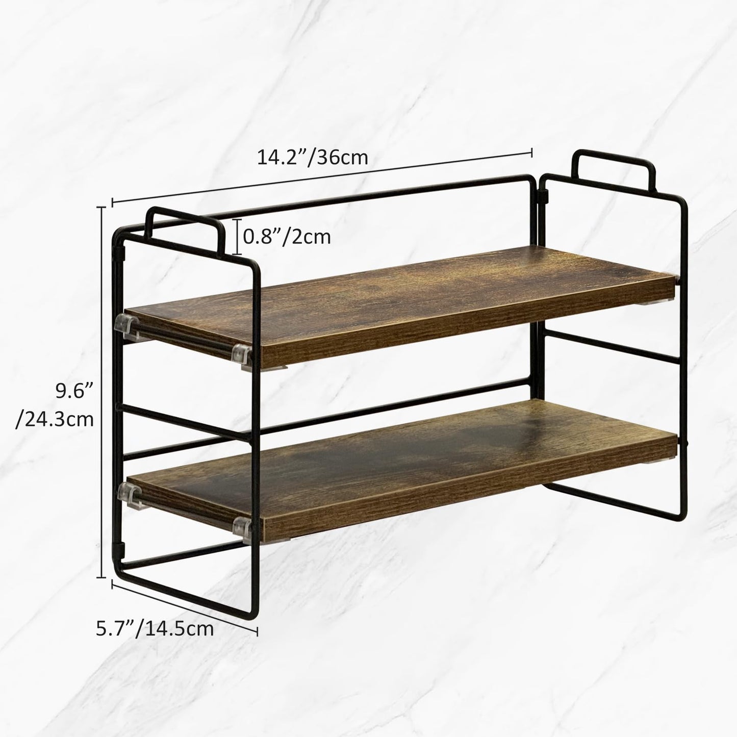 YIJUYO 2-Tier Bathroom Countertop Organizer, Mordern Storage Shelf, Bathroom Shelf and Decor, Vanity Tray for Living Room, Kitchen