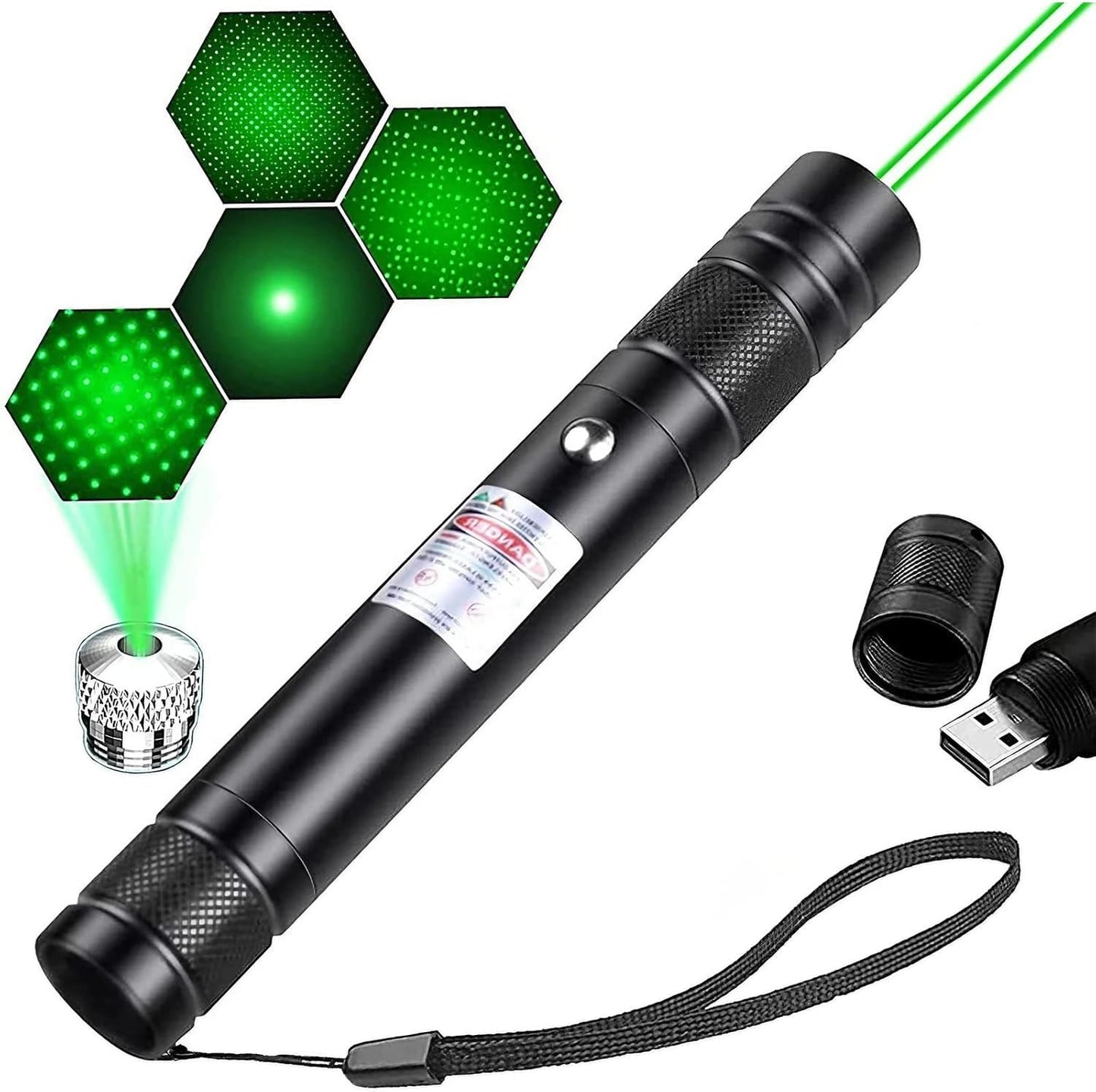 Advanced Long-Range Laser Pointer High Power - Rechargeable Green Laser Pointer with Removable Star Cap - Versatile Laser Pen for Astronomy Construction Presentations and Outdoor Adventures