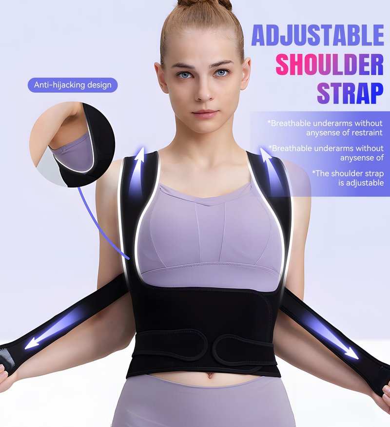 ZIMAOSHAN Posture Brace for Women & Men - Adjustable Back Brace for Spine Alignment, Shoulder Support, and Pain Relief from Scoliosis & Hunchback – Comfortable Posture Corrector Brace (Medium)
