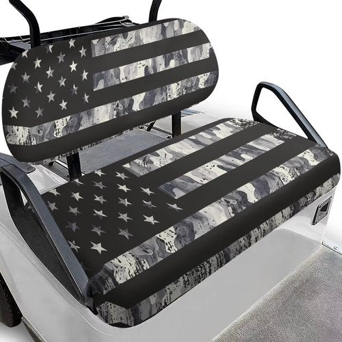 SEANATIVE Universal Fit Golf Cart Seat Covers Breathable Club Golf Cart Seat Cushions American Flag 2-Pack with Non-Slip Backing Golf Car Accessories Quick-Install Cover