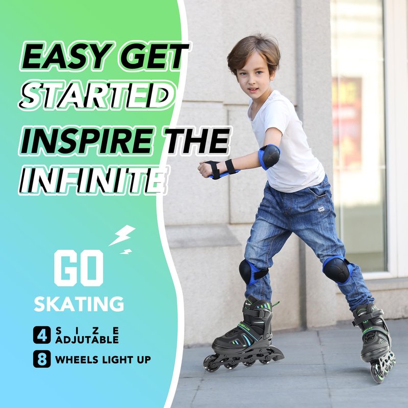 METROLLER Adjustable Inline Skates for Girls Boys with Light up Wheels Roller Skates Kids Youth Fun Beginner Blades Youth Ages 5-8 8-12 Adults Outdoor