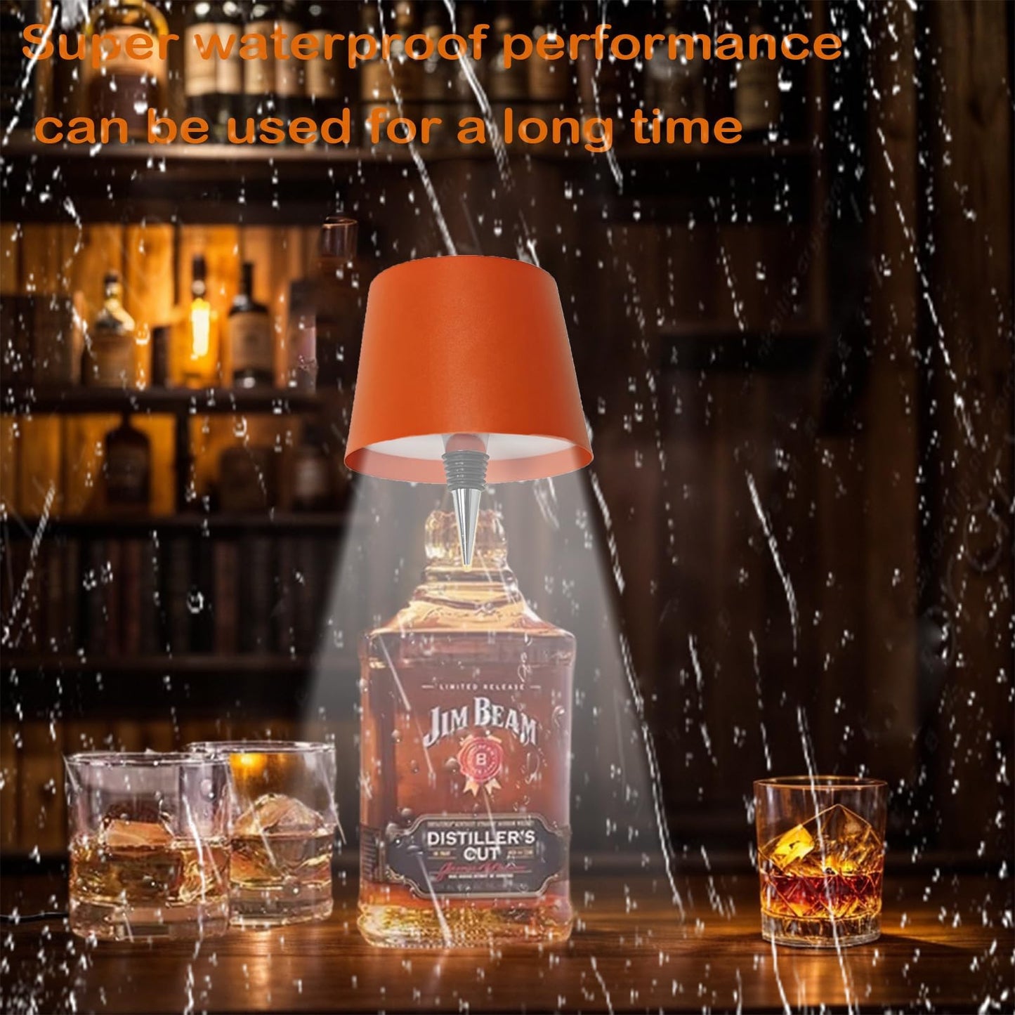 Geojec Wireless Bottle Lamp,Portable LED Wireless Bottles Lamp with 3 Modes Light Imming,Rechargeable Light Head,Touch Table Lamp for Bedroom,Decoration Lamps Student Birthday Gifts (Orange)