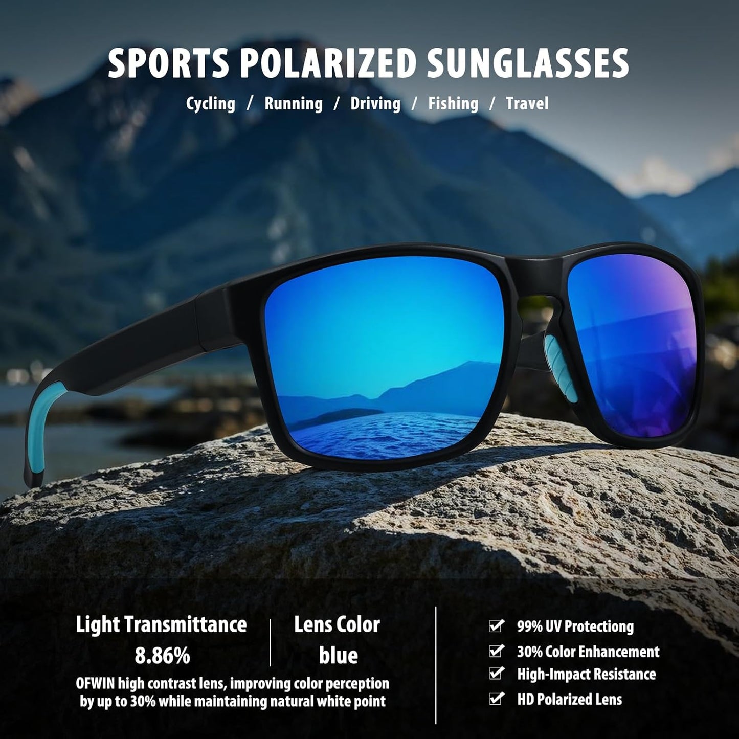 Skiennix Sports Polarized Sunglasses - UV Protection & Unbreakable Design | Ideal for Driving, Running, Fishing, Hiking