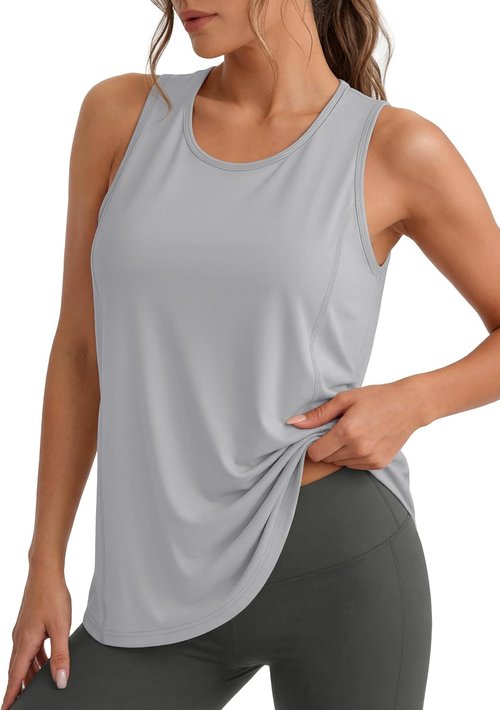 MAGCOMSEN Women's Sleeveless Workout Tank Tops - UPF 80+ Dry Fit Wicking Athletic Gym Wear