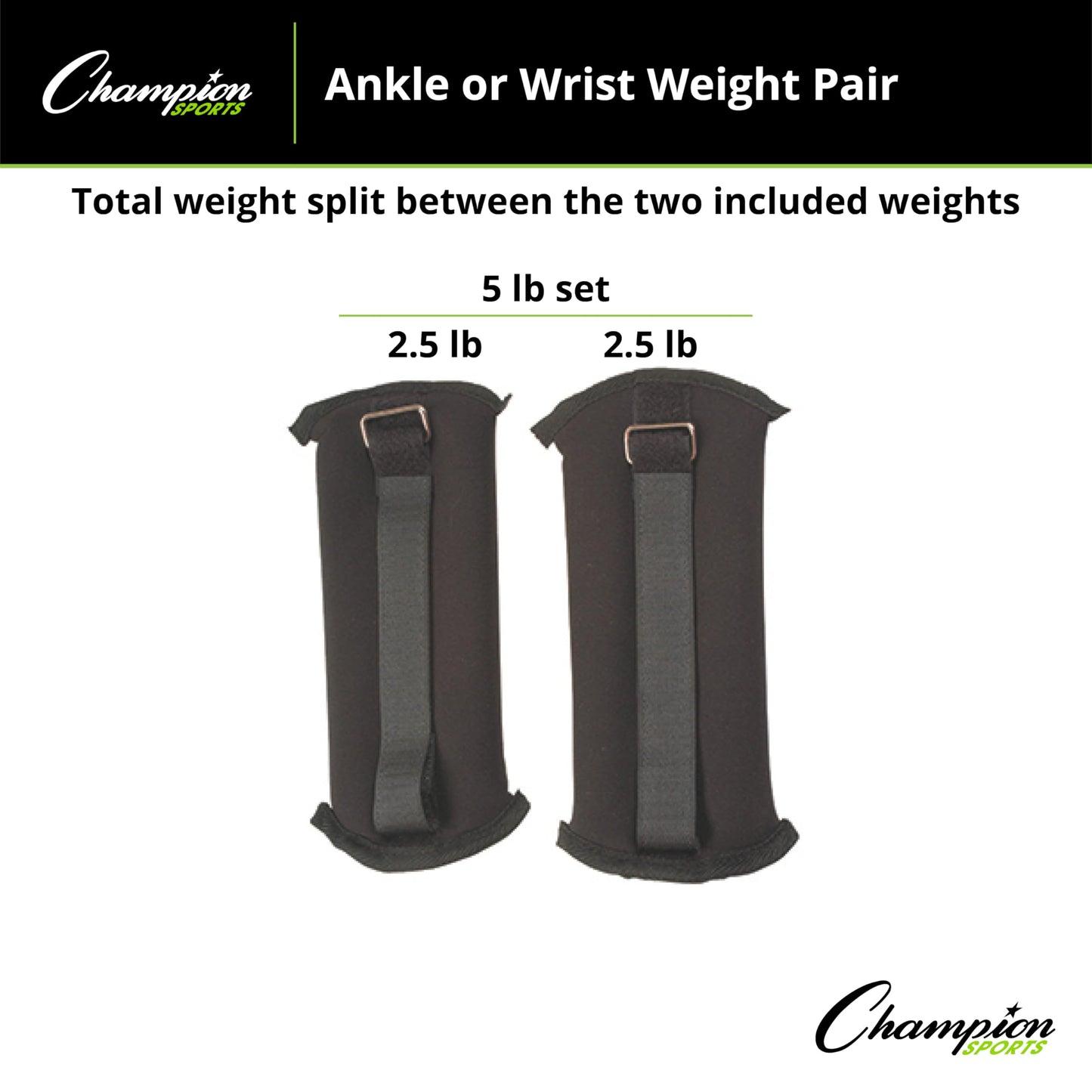 Champion Sports Soft Adjustable Ankle and Wrist Weights (5 Lbs)