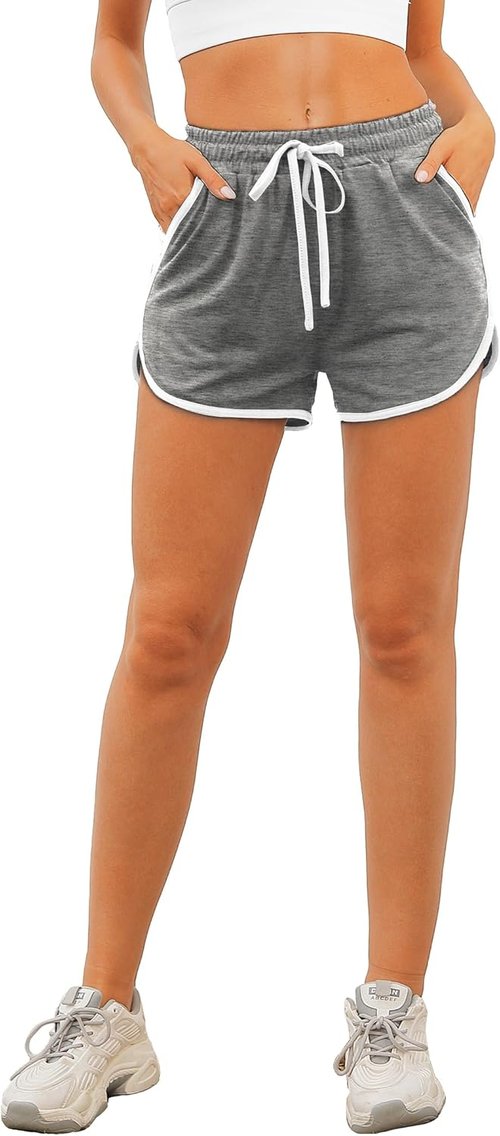 Aloodor Women's Athletic Running Shorts - Comfortable Dolphin Style with Pockets & Drawstring