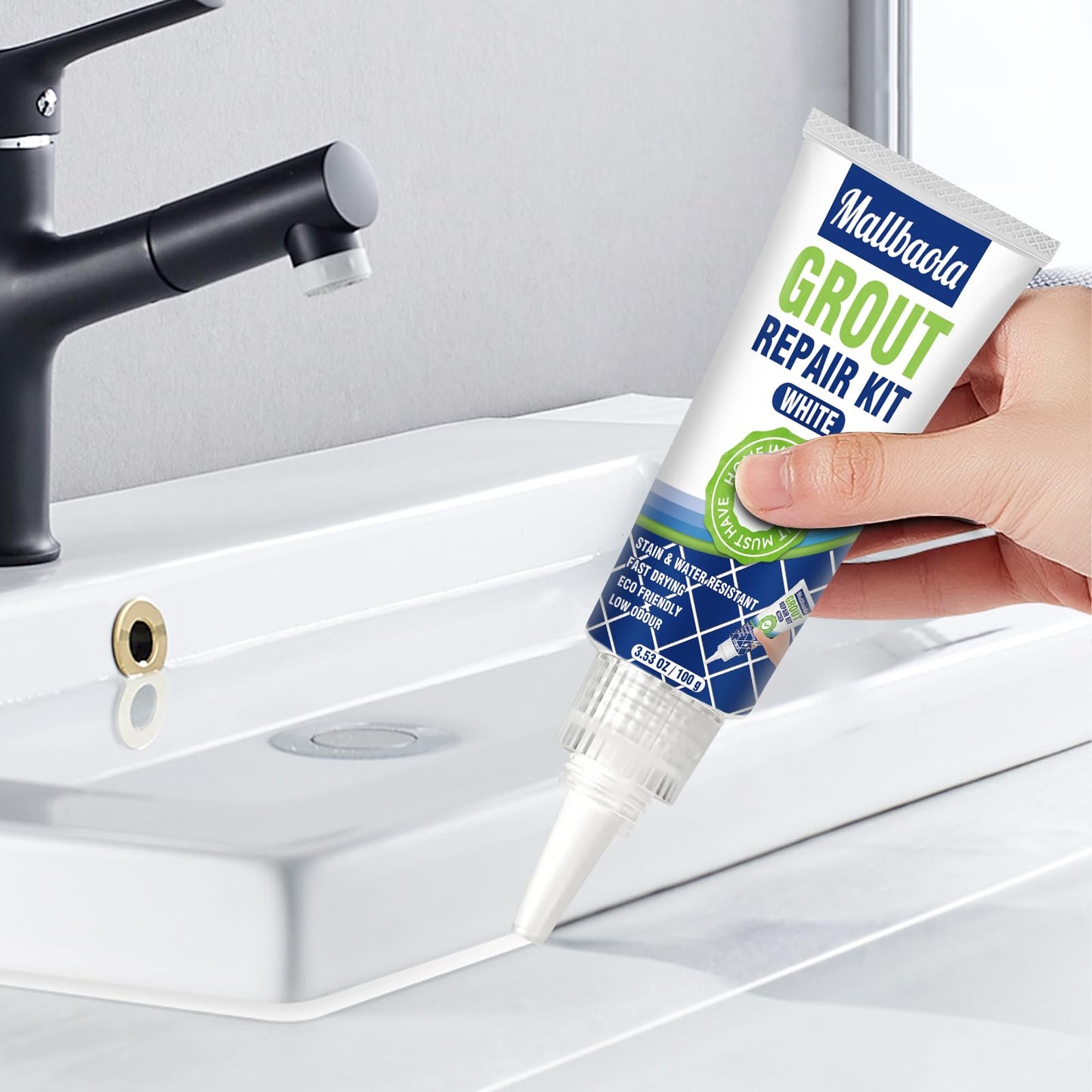 Tile Grout Repair Kit, 2 Pack Grout Filler, Grout Sealer Bathroom Shower Kitchen Floor Tile, Fast Drying Tile Grout Paint, Restore and Renew Tile Joints Line, Gaps, Replace Grout Pen(White)