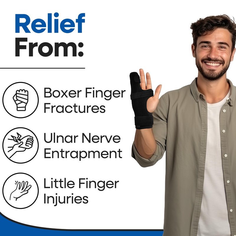 Metacarpal Finger Splint Hand Brace | Little Pinky Finger Splint For Boxer Fractures l Broken Ring or Hands Cast |Trigger Immobilizer Straightener l Ulnar Gutter Support | Boxer Brace | RIGHT S/M