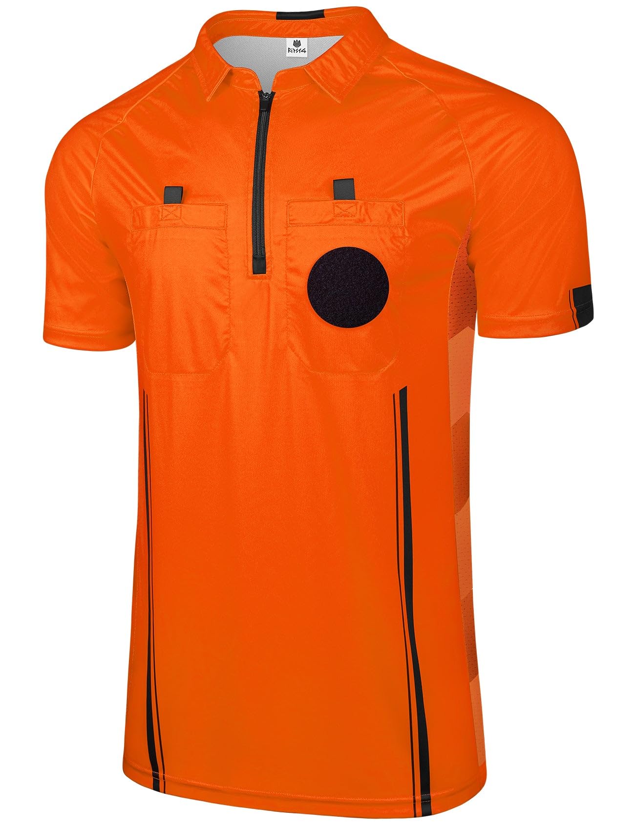 FitsT4 Sports Pro Soccer Referee Jersey Short Sleeve Ref Shirts Orange X-Large