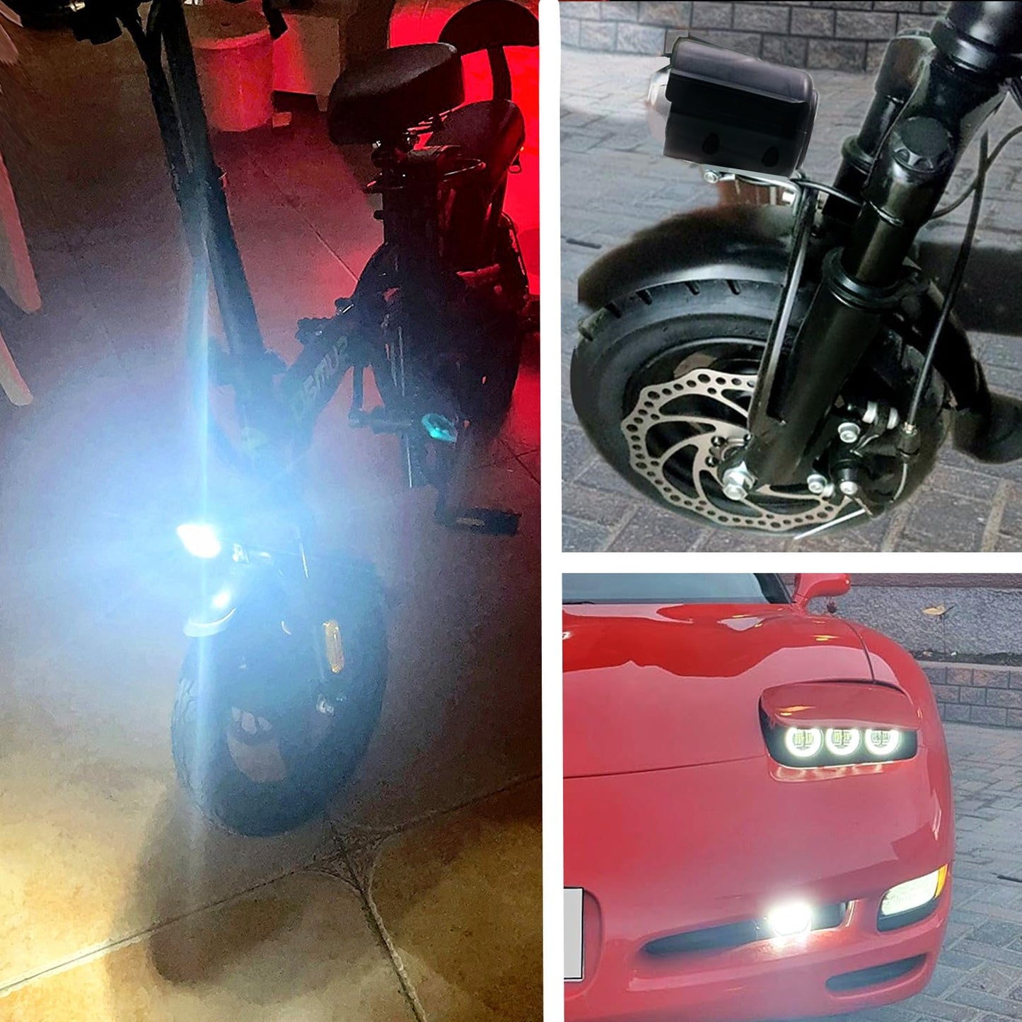 Ourbest E-Bike Front Lights with Horn for Scooter (A)