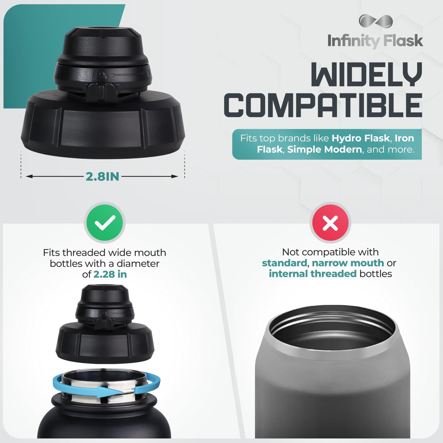 Wide Mouth Replacement Lid, Hydro Flask Leakproof Locking Flip Top