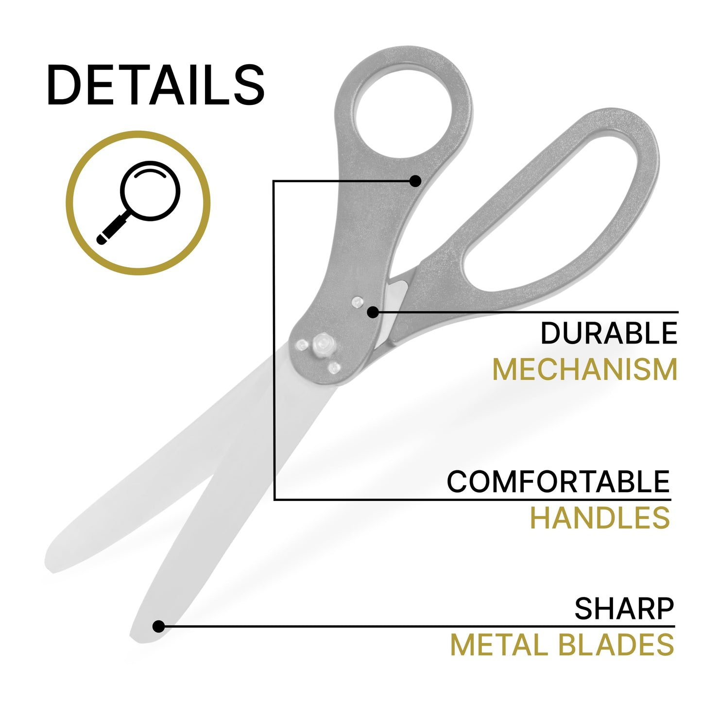 20" Giant Ribbon Cutting Scissors — Large Grey Grand Opening Ribbon Cutting Ceremony Scissors Heavy Duty Metal Construction for Grand Openings Special Events Inaugurations and Ceremonies