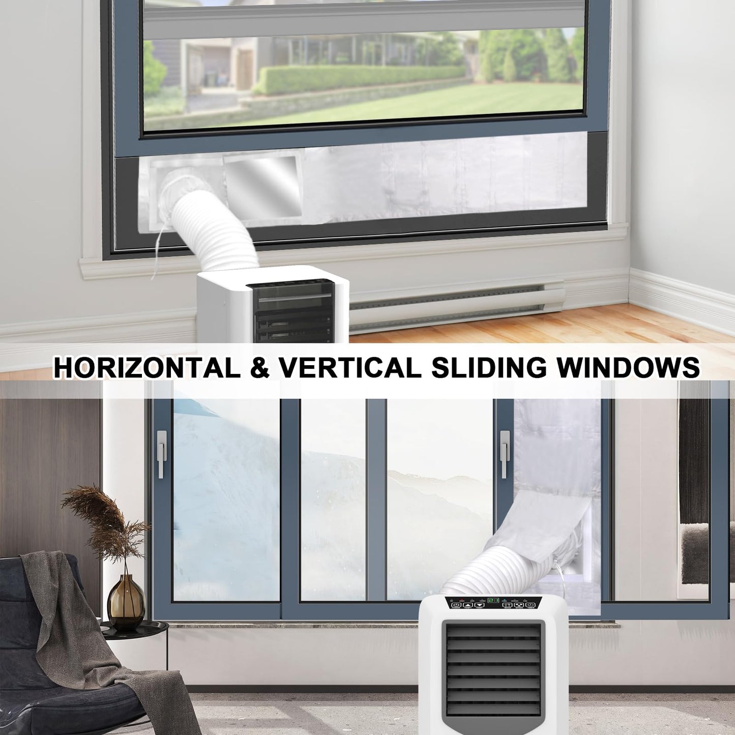 Portable Air Conditioner Window Vent Kit, Universal Sliding Window Seal Kit for Mobile Air Conditioning & Dryer, 28x52~102cm Length Adjustable Full Sealing Waterproof A/C Window Vent Sealing Cloth